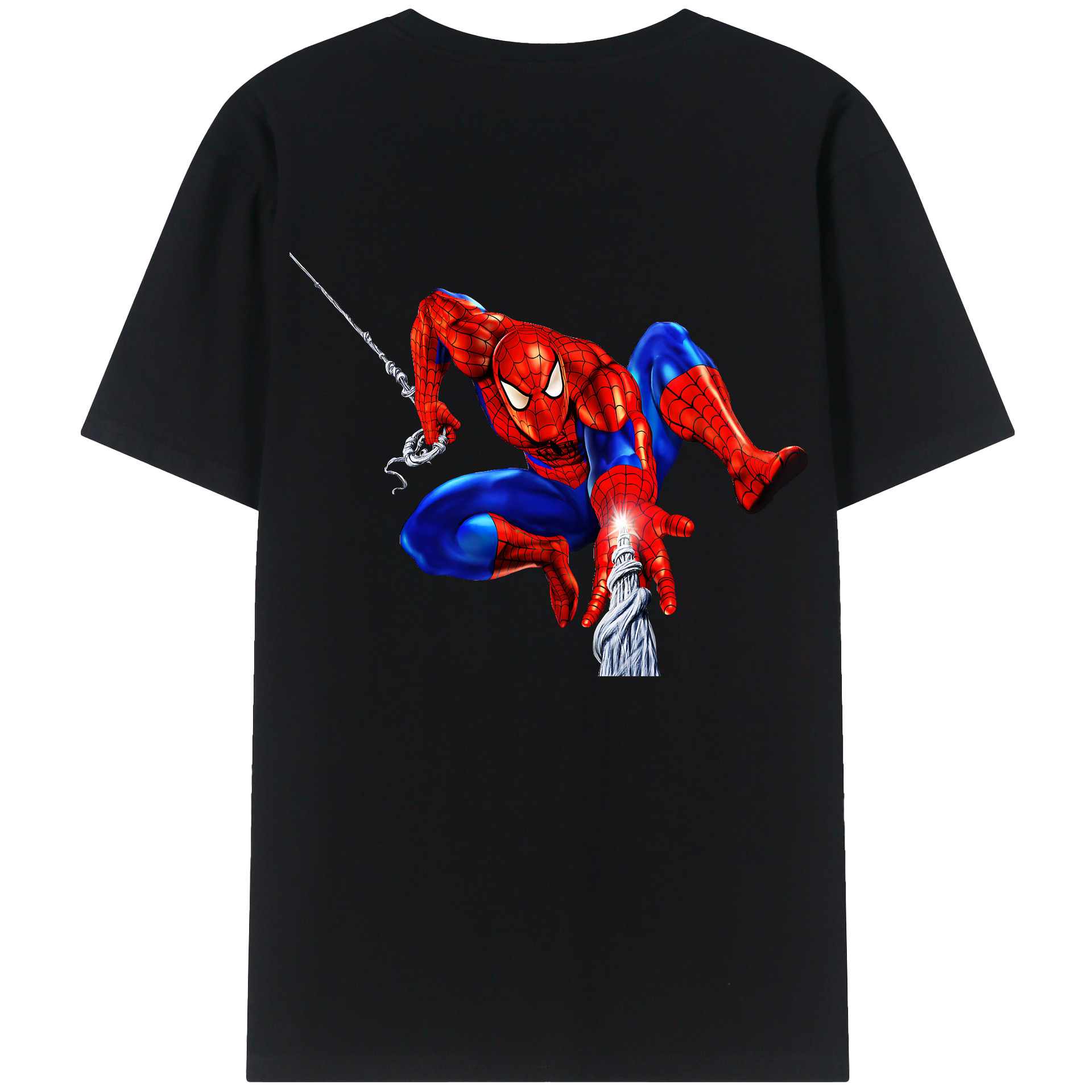 （画像用） Spider Man スパイダーマン 綿100％ メンズ半袖Tシャツ（バックプリント） 通気性