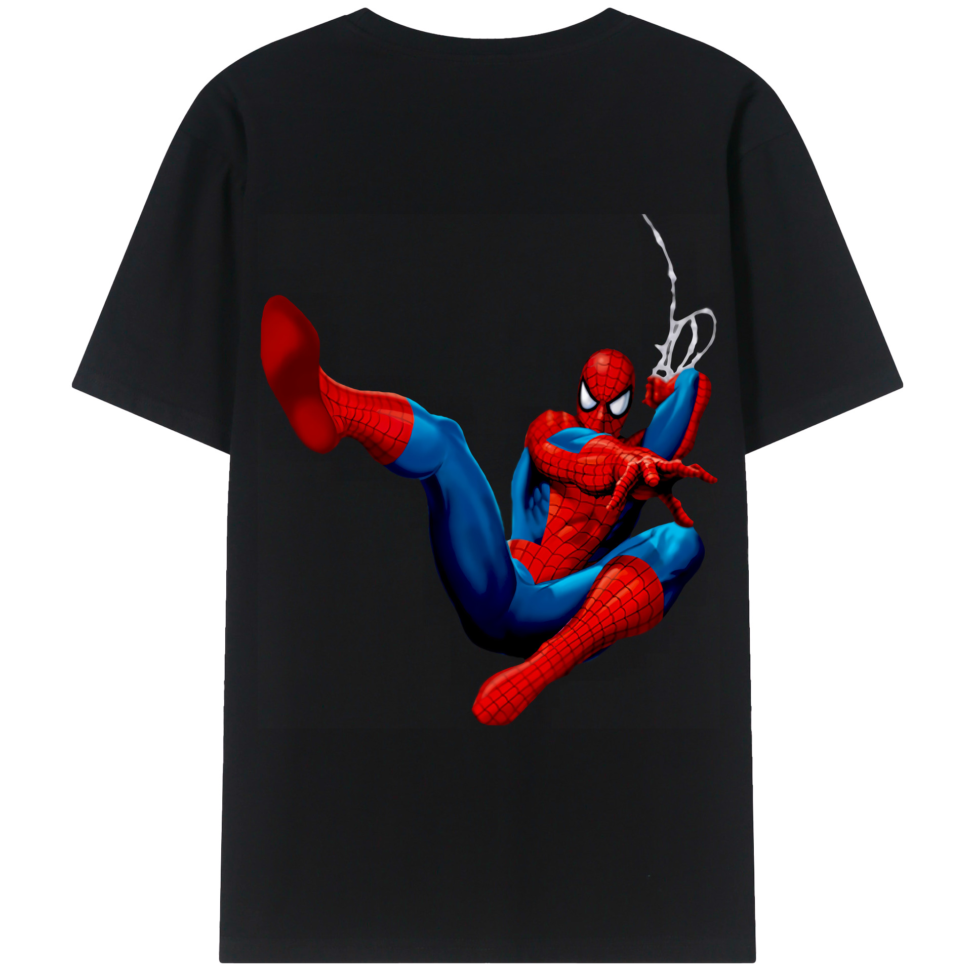 （画像用） Spider Man スパイダーマン 綿100％ メンズ半袖Tシャツ（バックプリント） 通気性