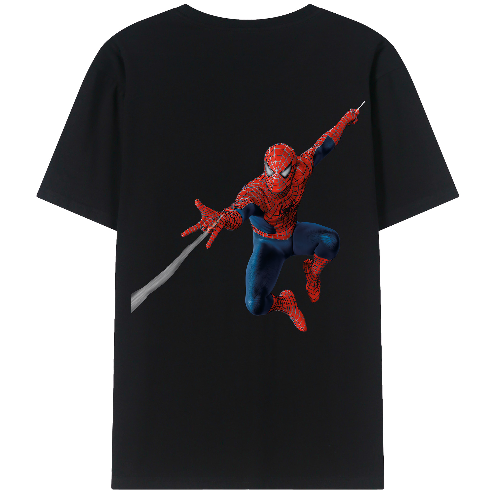 （画像用） Spider Man スパイダーマン 綿100％ メンズ半袖Tシャツ（バックプリント） 通気性
