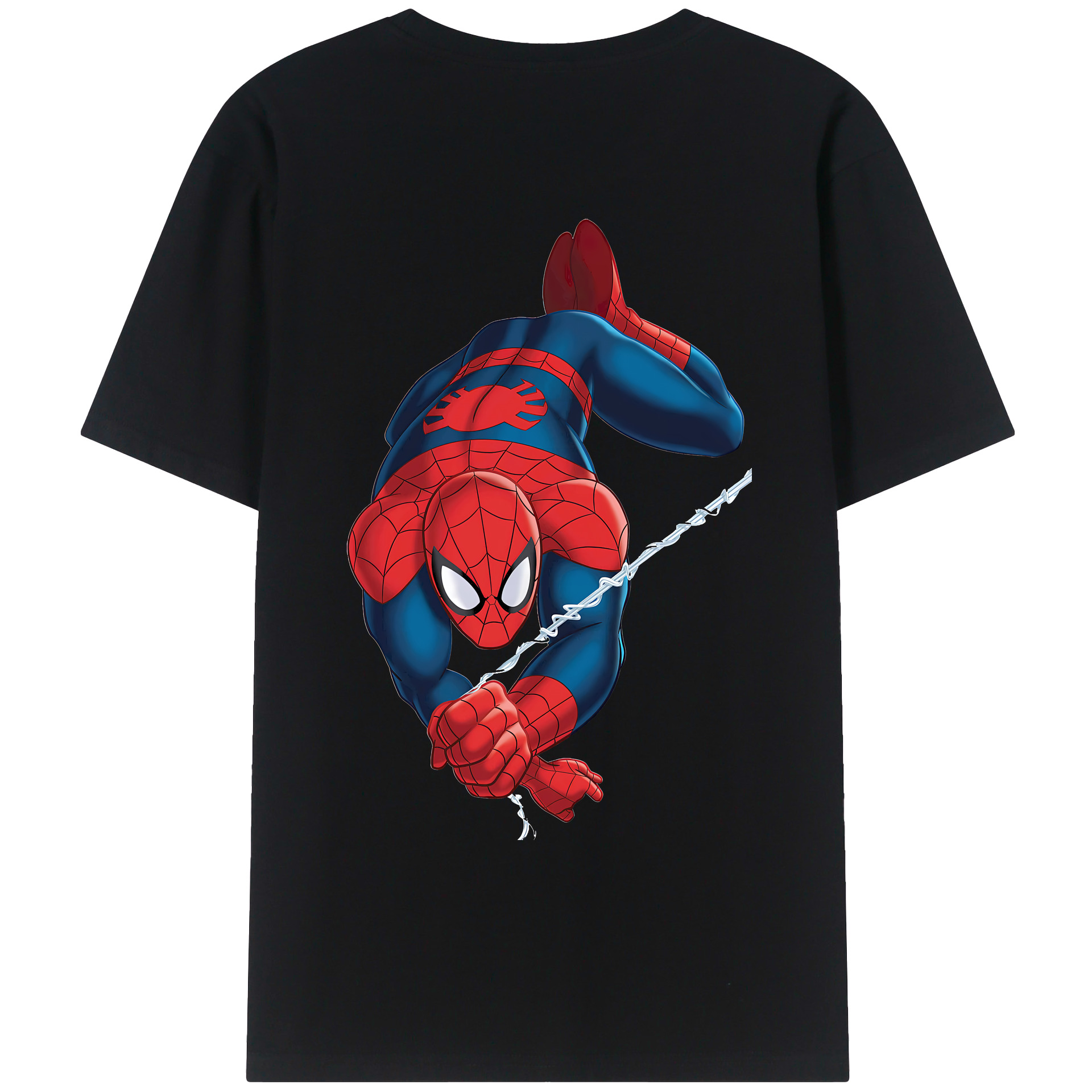 （画像用） Spider Man スパイダーマン 綿100％ メンズ半袖Tシャツ（バックプリント） 通気性