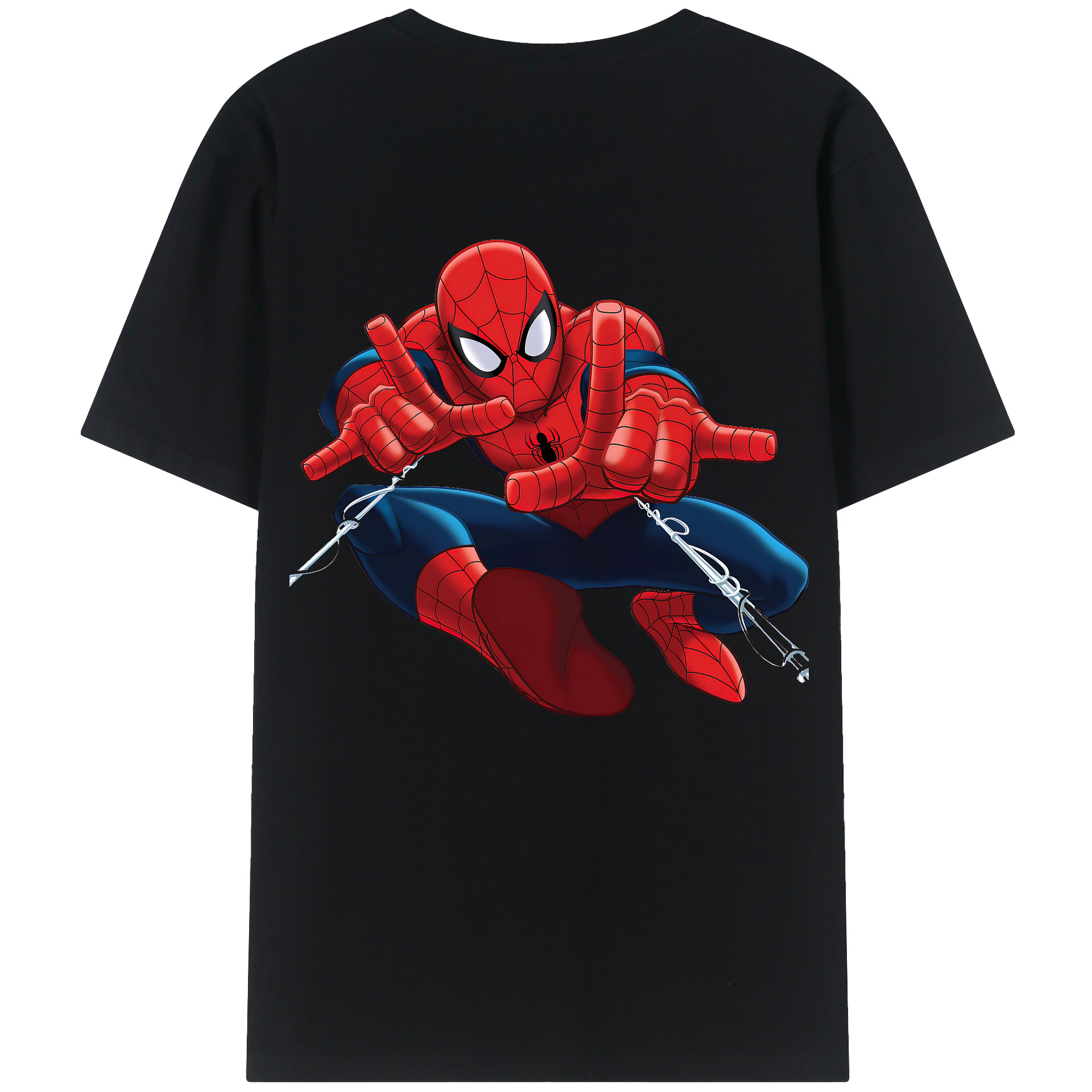 （画像用） Spider Man スパイダーマン 綿100％ メンズ半袖Tシャツ（バックプリント） 通気性