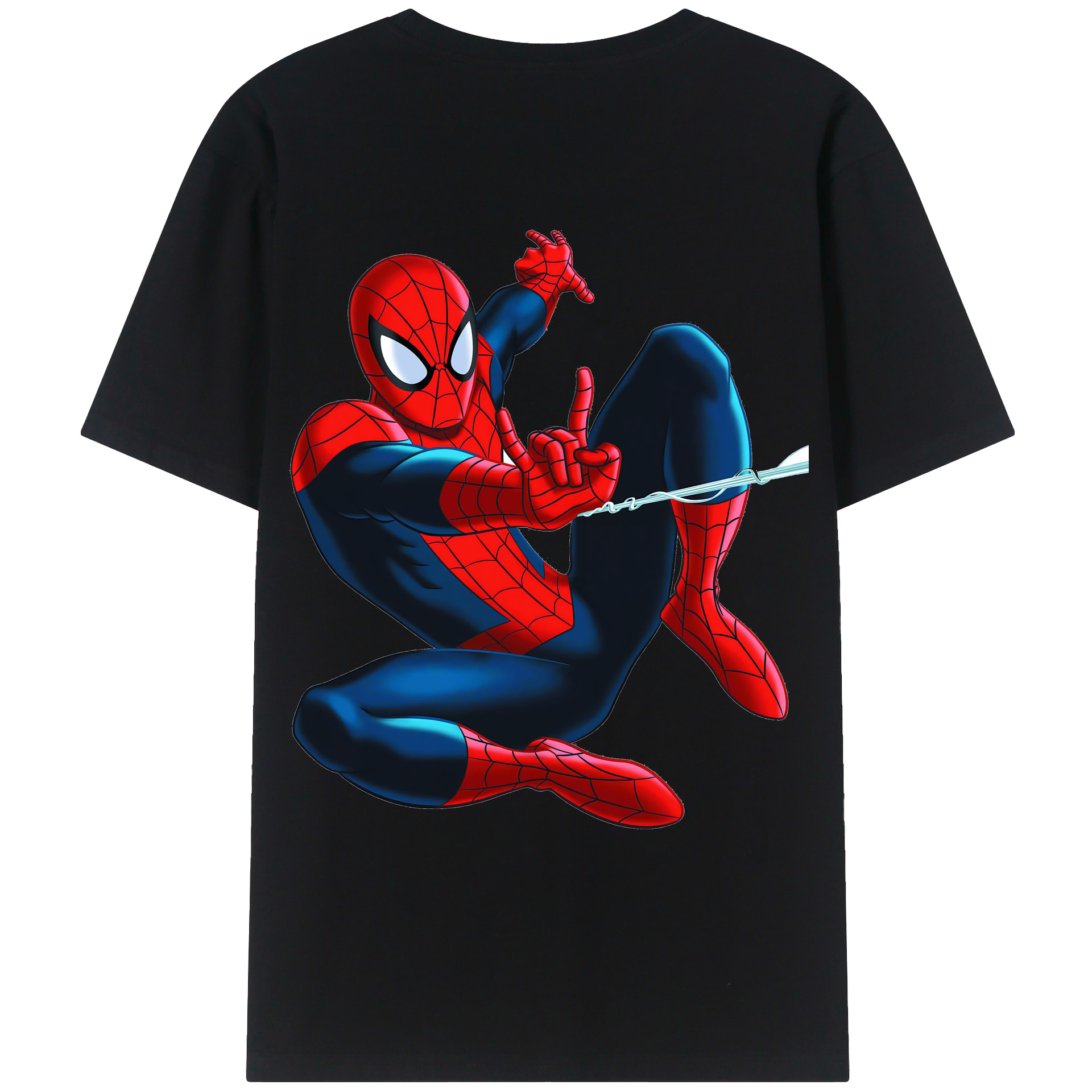 （画像用） Spider Man スパイダーマン 綿100％ メンズ半袖Tシャツ（バックプリント） 通気性