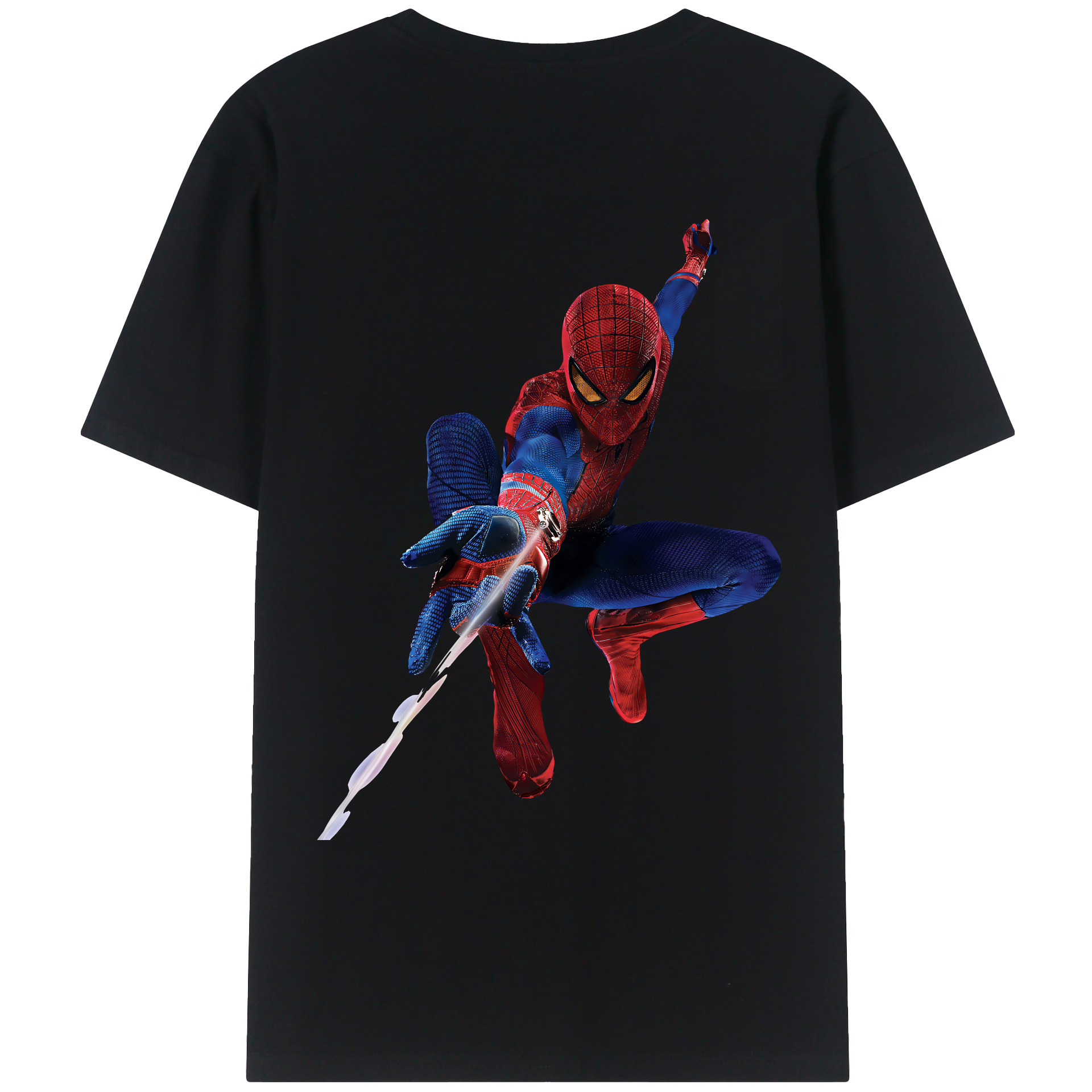 （画像用） Spider Man スパイダーマン 綿100％ メンズ半袖Tシャツ（バックプリント） 通気性