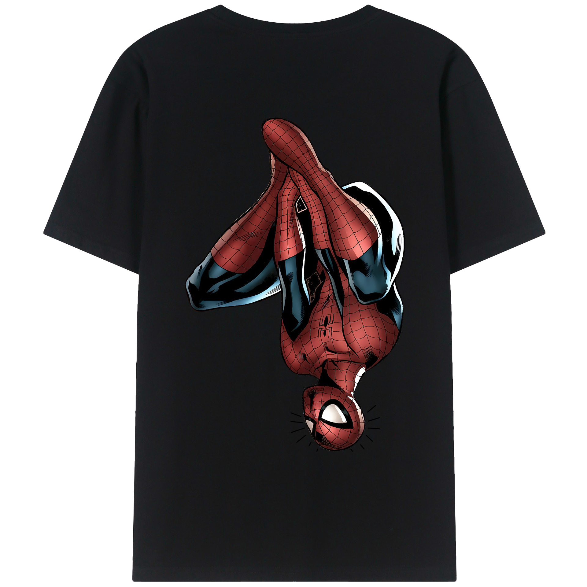（画像用） Spider Man スパイダーマン 綿100％ メンズ半袖Tシャツ（バックプリント） 通気性