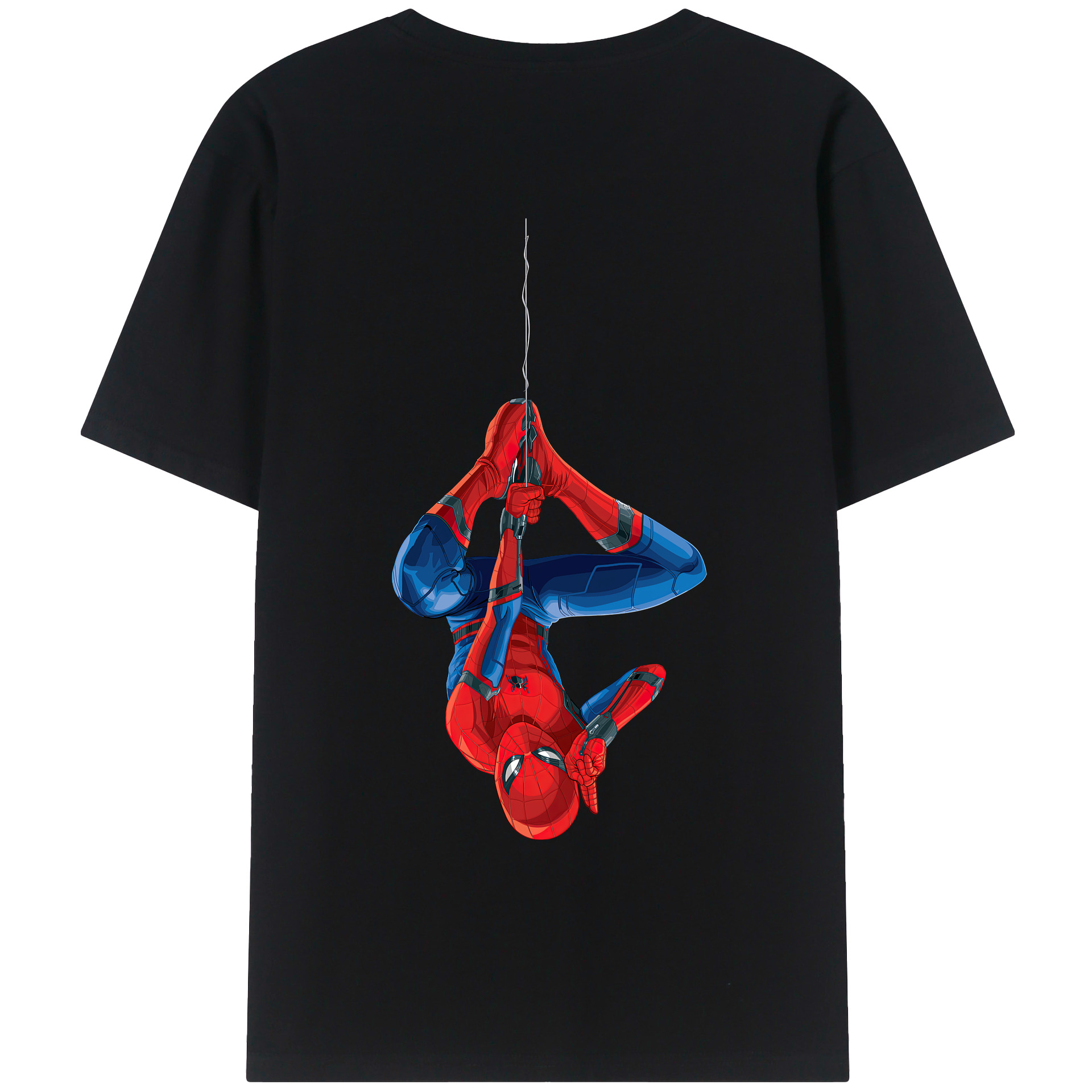 （画像用） Spider Man スパイダーマン 綿100％ メンズ半袖Tシャツ（バックプリント） 通気性