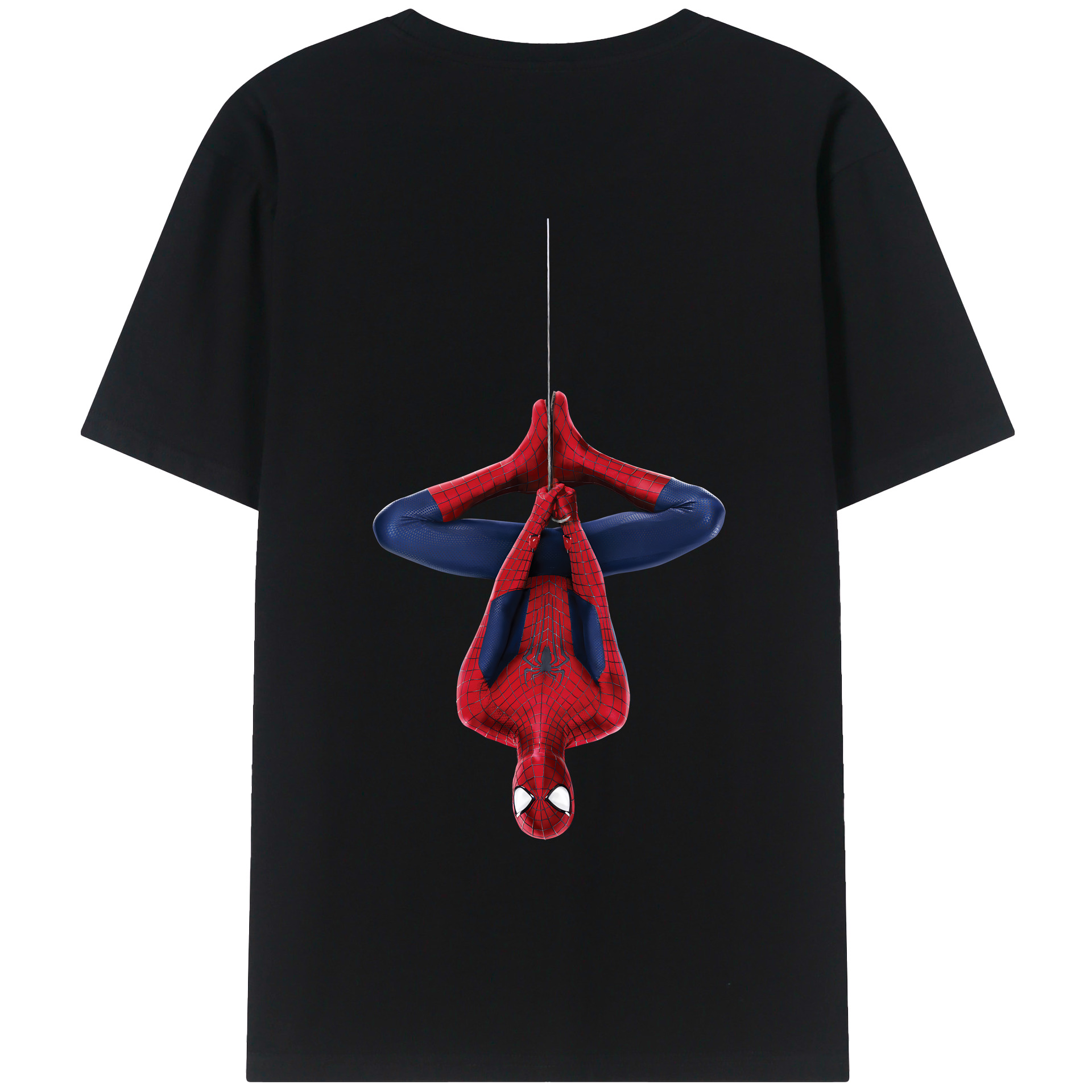 （画像用） Spider Man スパイダーマン 綿100％ メンズ半袖Tシャツ（バックプリント） 通気性