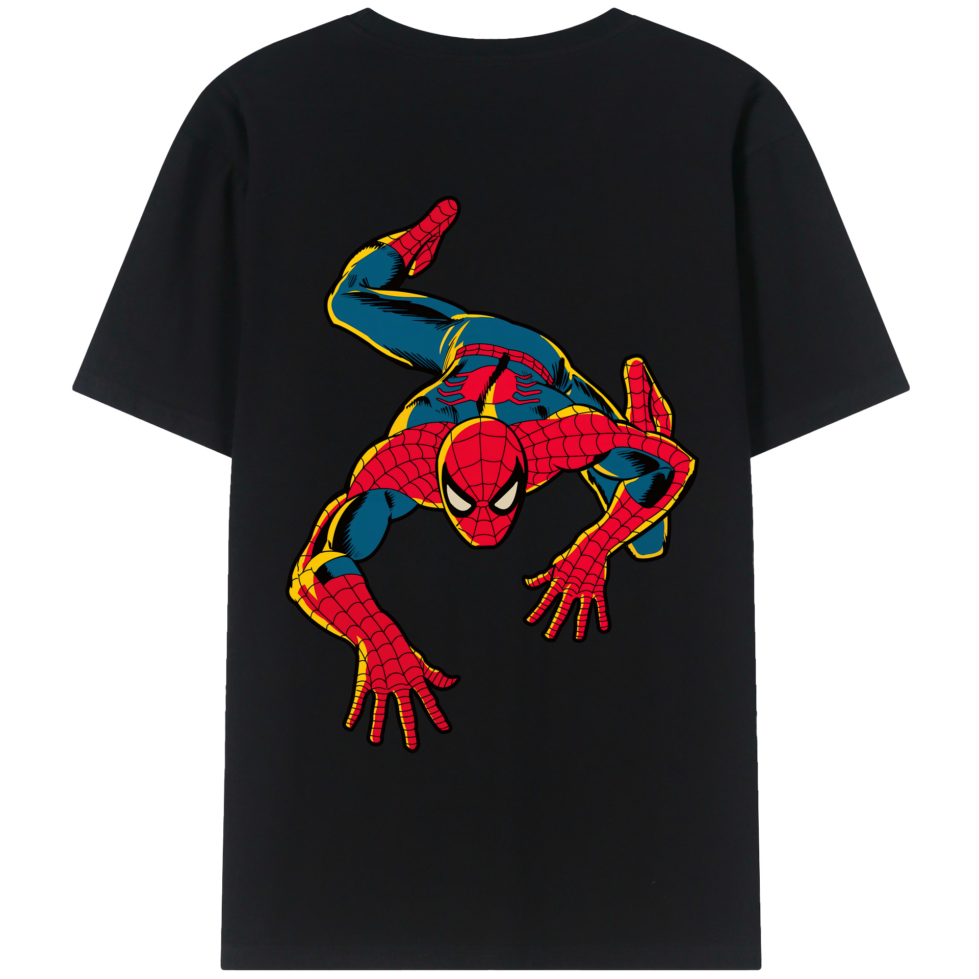（画像用） Spider Man スパイダーマン 綿100％ メンズ半袖Tシャツ（バックプリント） 通気性