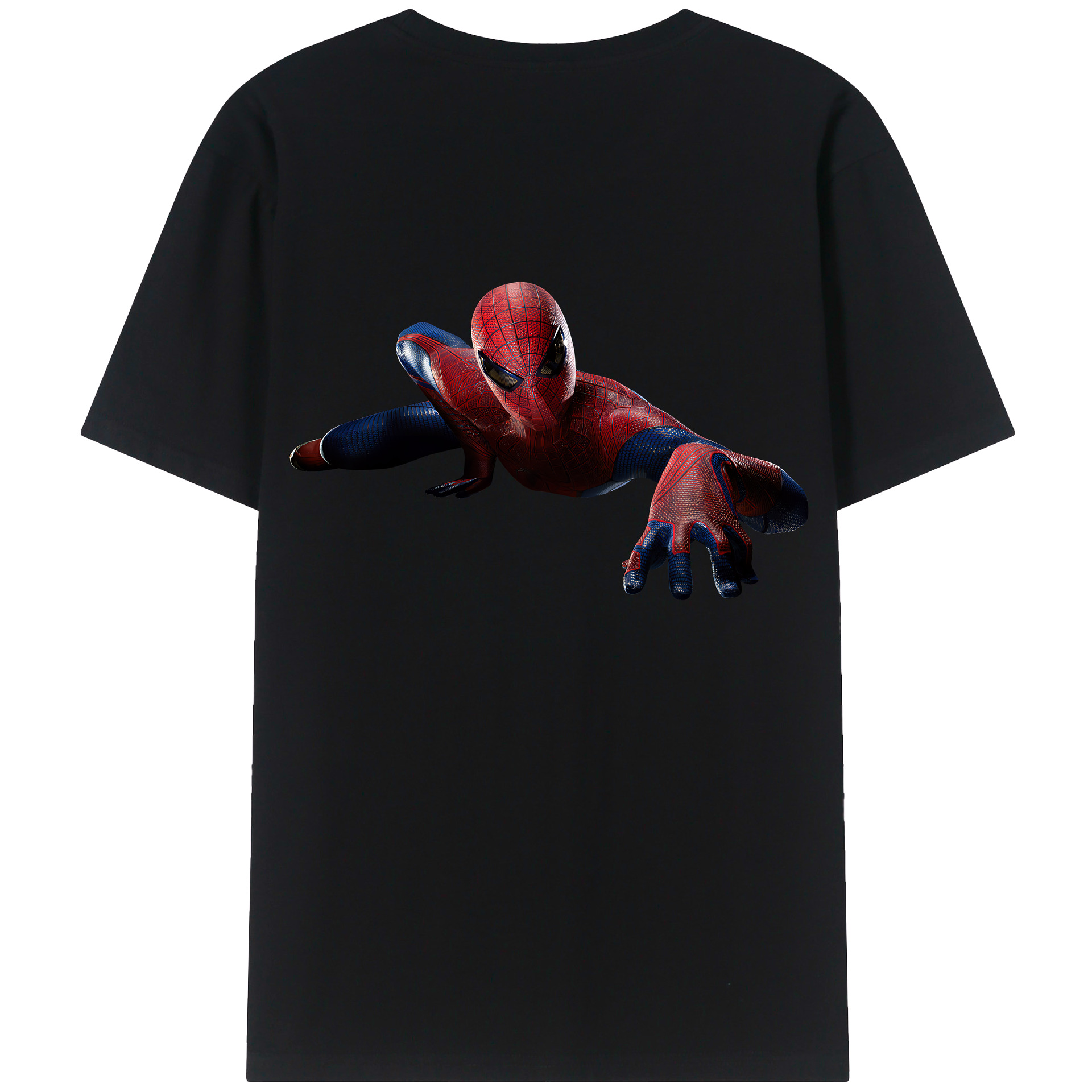 （画像用） Spider Man スパイダーマン 綿100％ メンズ半袖Tシャツ（バックプリント） 通気性