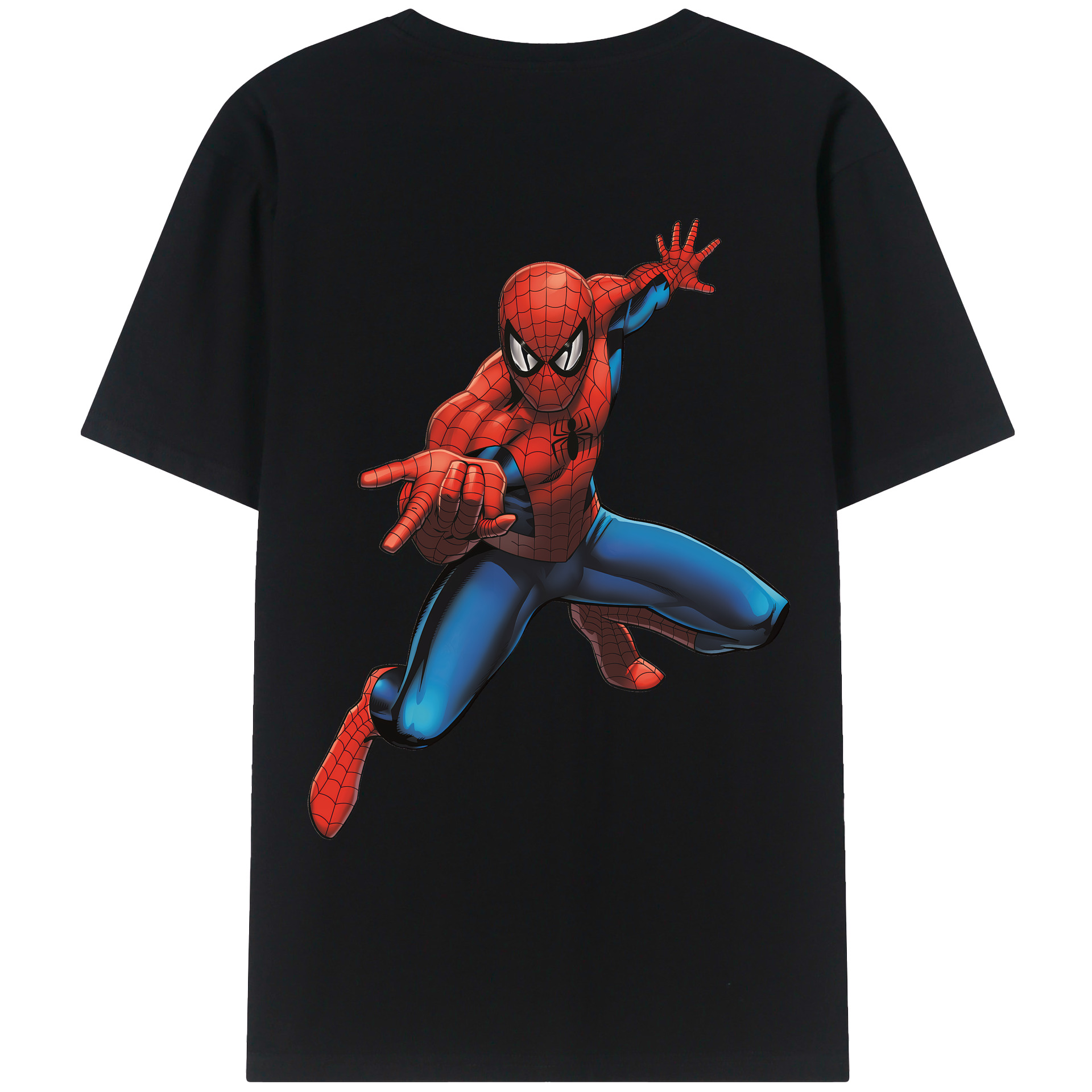 （画像用） Spider Man スパイダーマン 綿100％ メンズ半袖Tシャツ（バックプリント） 通気性