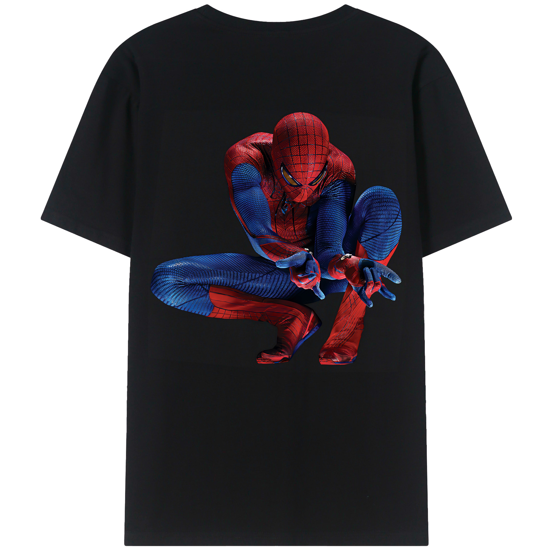 （画像用） Spider Man スパイダーマン 綿100％ メンズ半袖Tシャツ（バックプリント） 通気性
