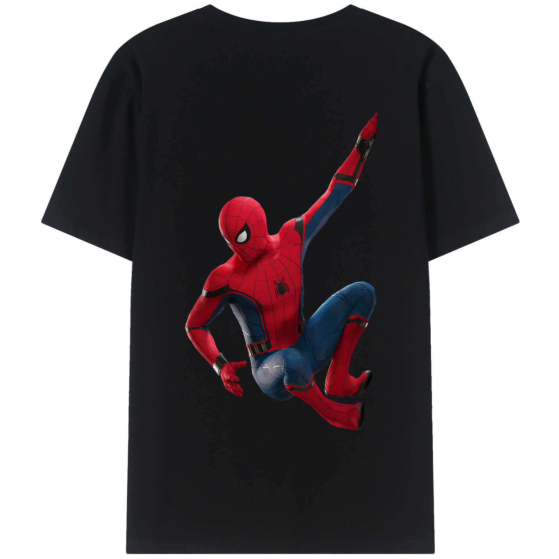 （画像用） Spider Man スパイダーマン 綿100％ メンズ半袖Tシャツ（バックプリント） 通気性