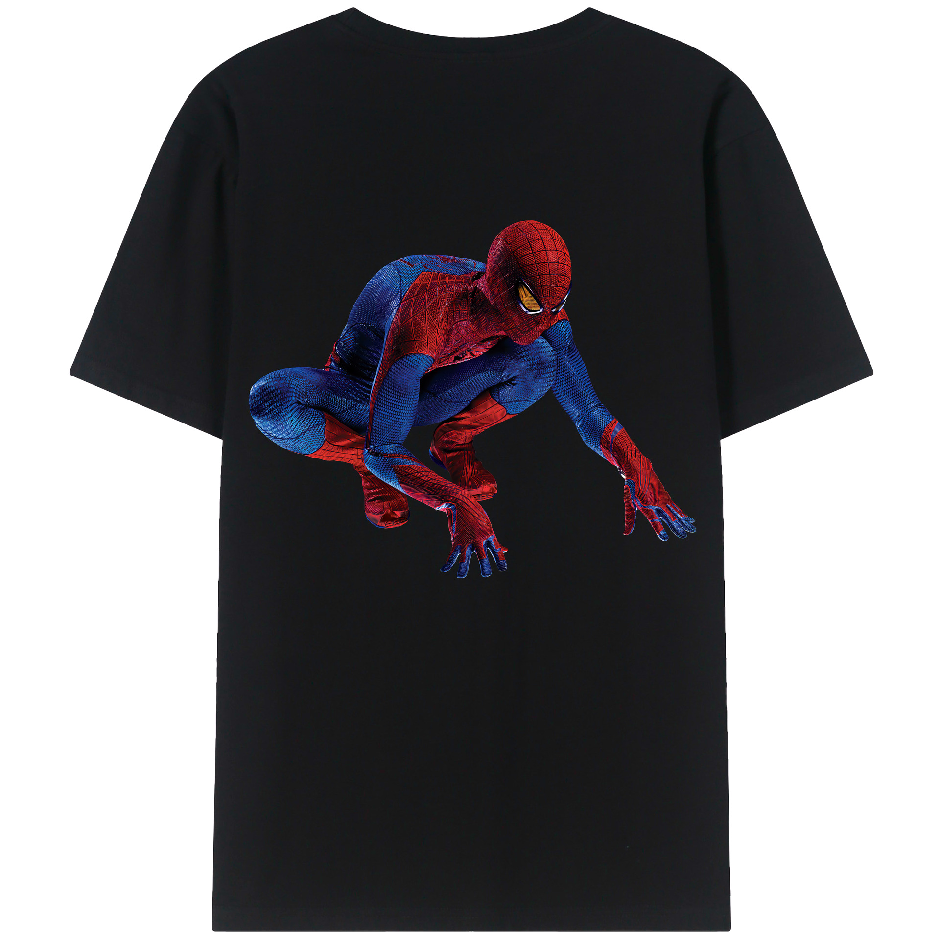 （画像用） Spider Man スパイダーマン 綿100％ メンズ半袖Tシャツ（バックプリント） 通気性