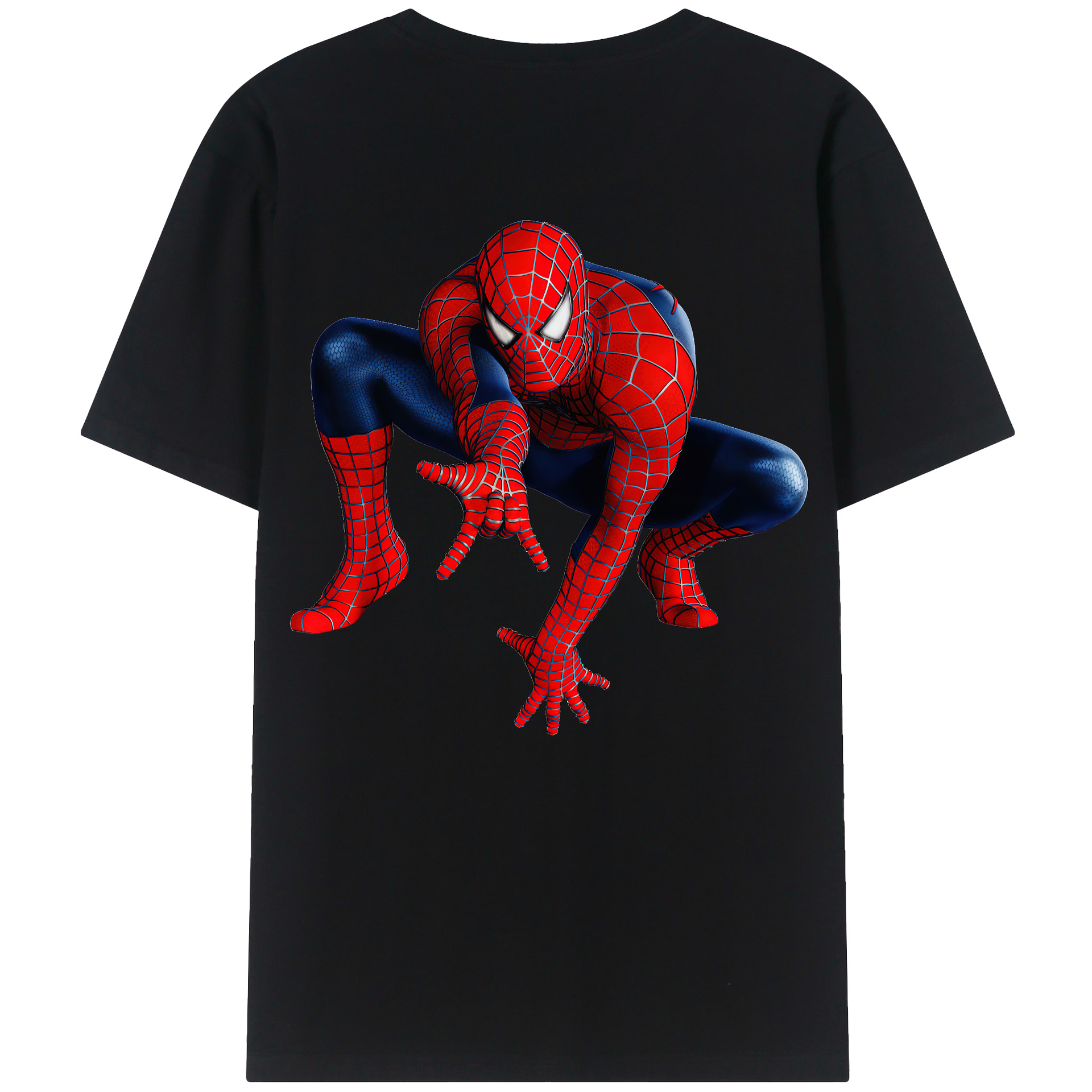（画像用） Spider Man スパイダーマン 綿100％ メンズ半袖Tシャツ（バックプリント） 通気性