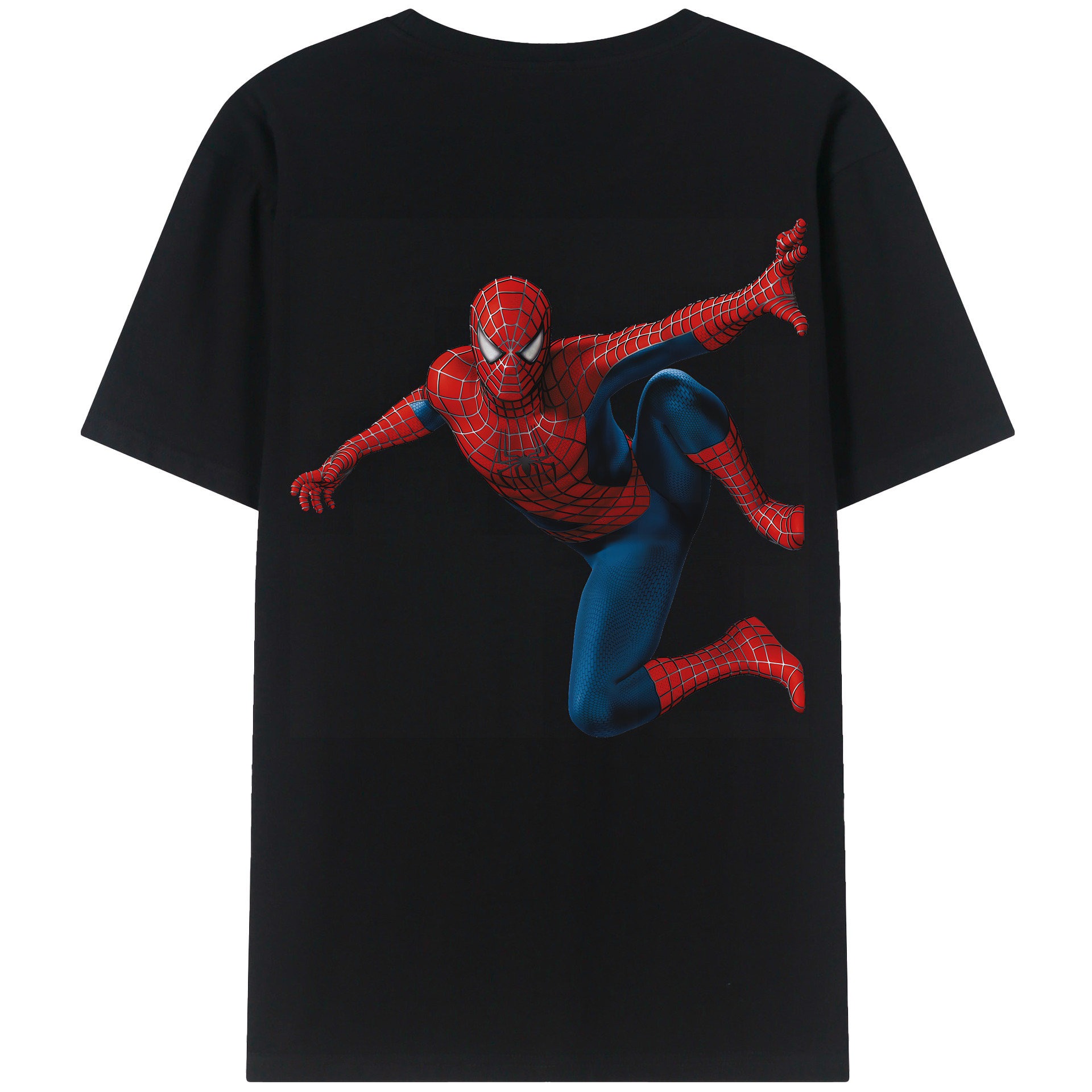（画像用） Spider Man スパイダーマン 綿100％ メンズ半袖Tシャツ（バックプリント） 通気性