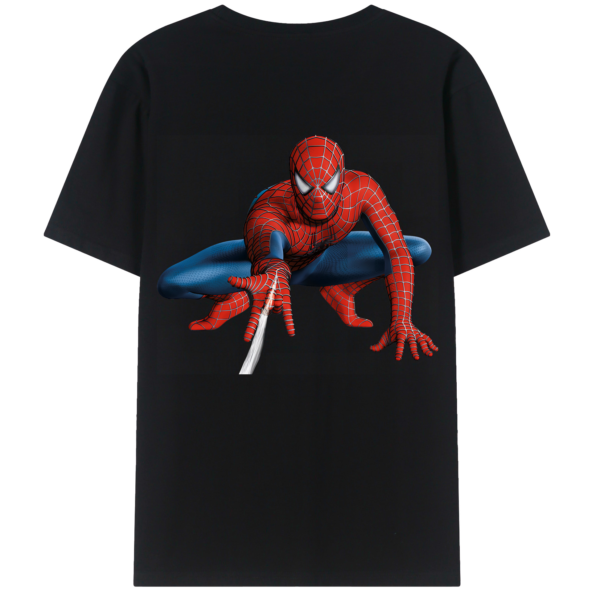 （画像用） Spider Man スパイダーマン 綿100％ メンズ半袖Tシャツ（バックプリント） 通気性