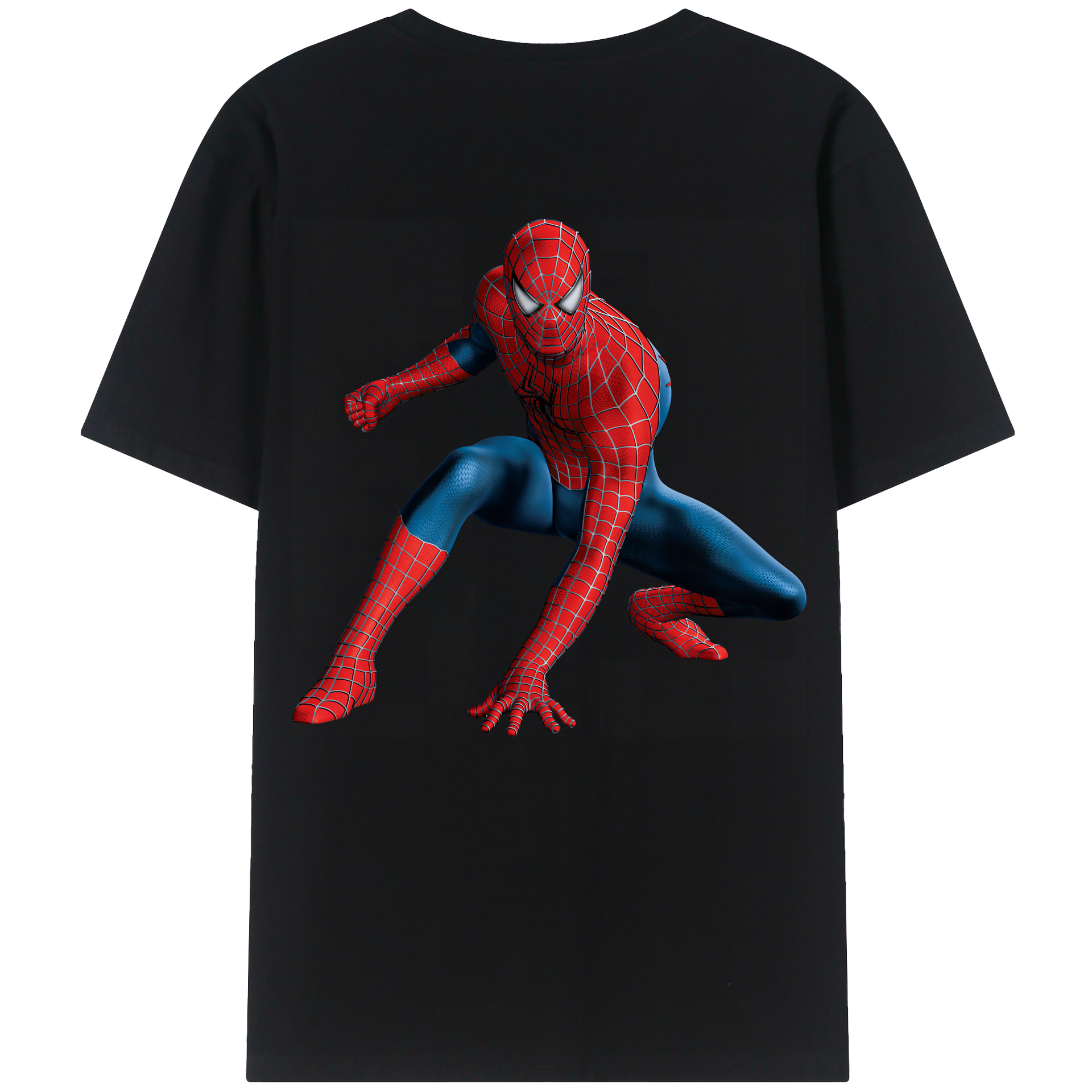 （画像用） Spider Man スパイダーマン 綿100％ メンズ半袖Tシャツ（バックプリント） 通気性