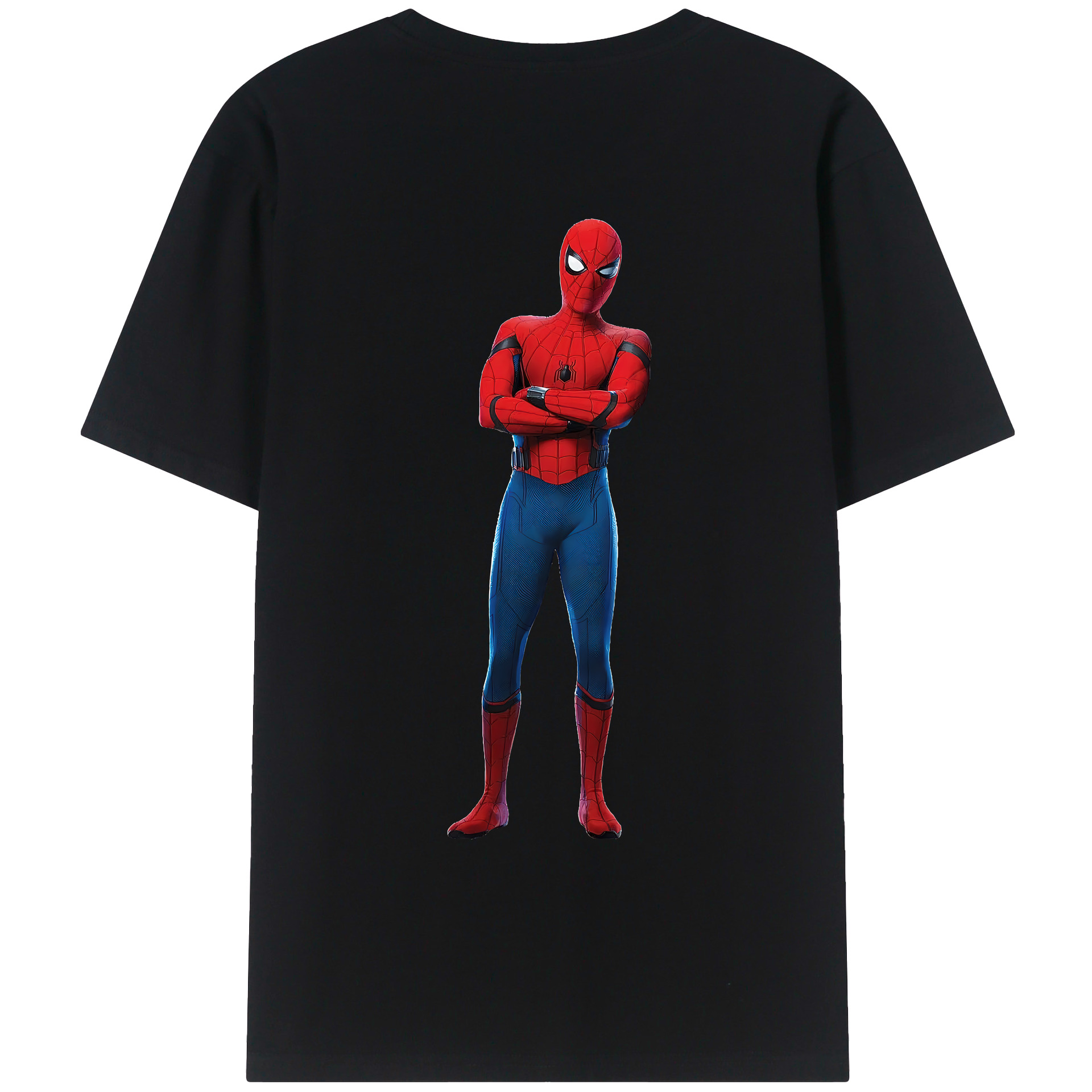 （画像用） Spider Man スパイダーマン 綿100％ メンズ半袖Tシャツ（バックプリント） 通気性