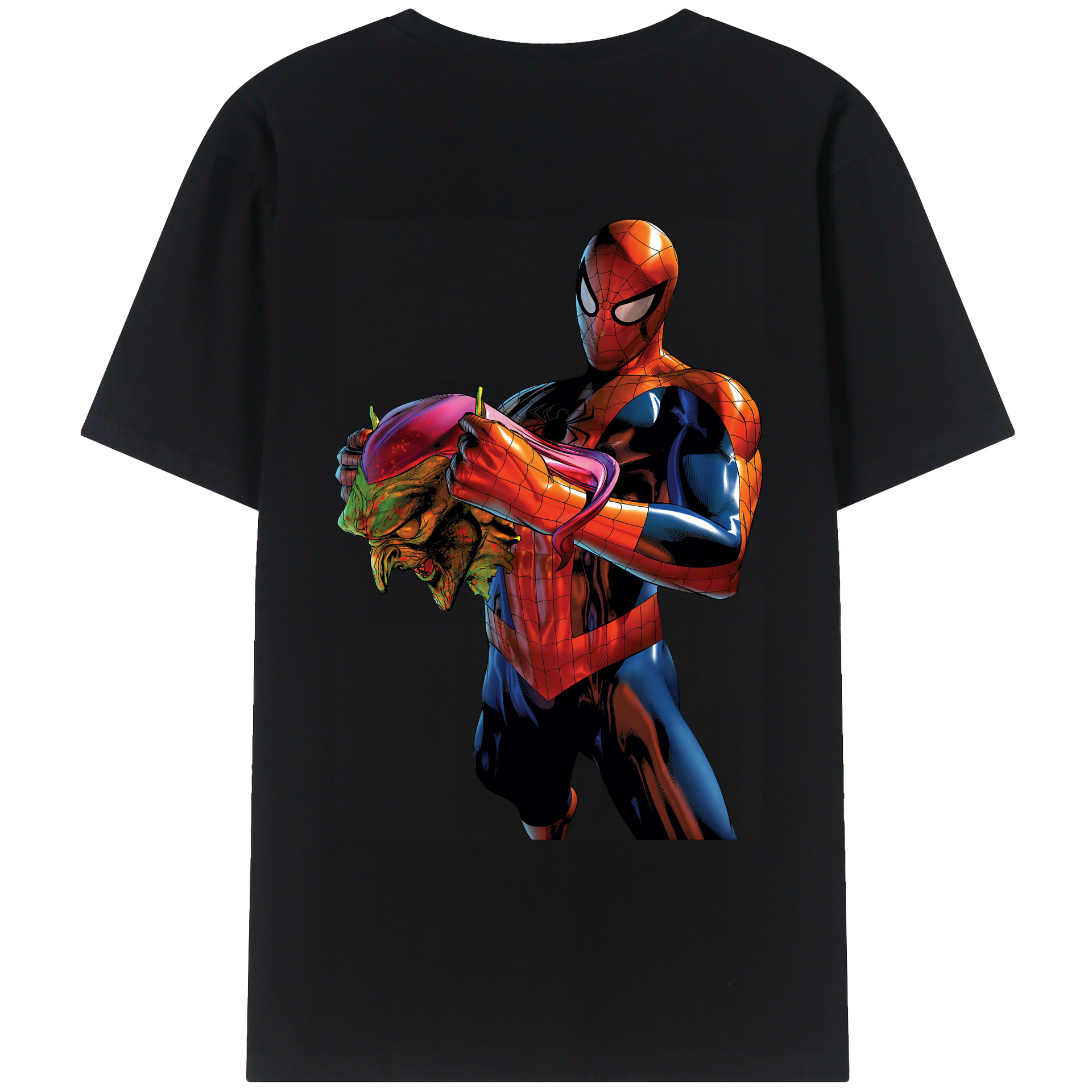 （画像用） Spider Man スパイダーマン 綿100％ メンズ半袖Tシャツ（バックプリント） 通気性
