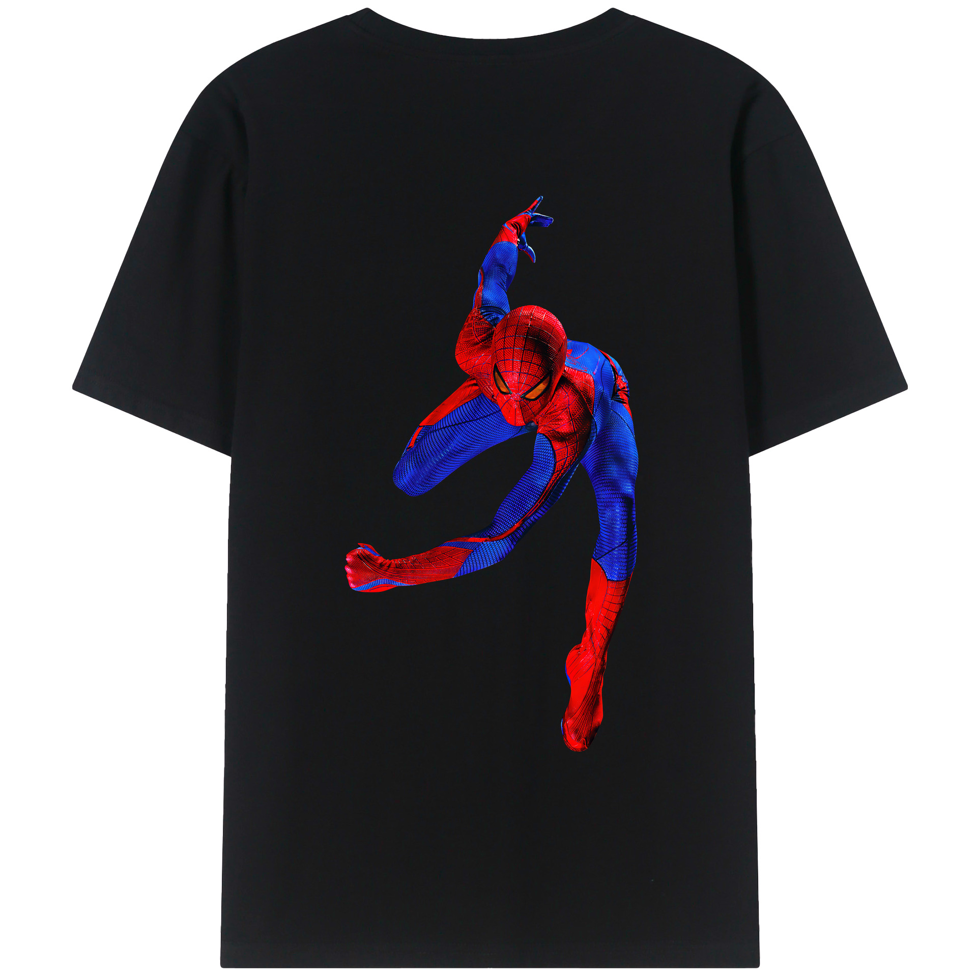 （画像用） Spider Man スパイダーマン 綿100％ メンズ半袖Tシャツ（バックプリント） 通気性