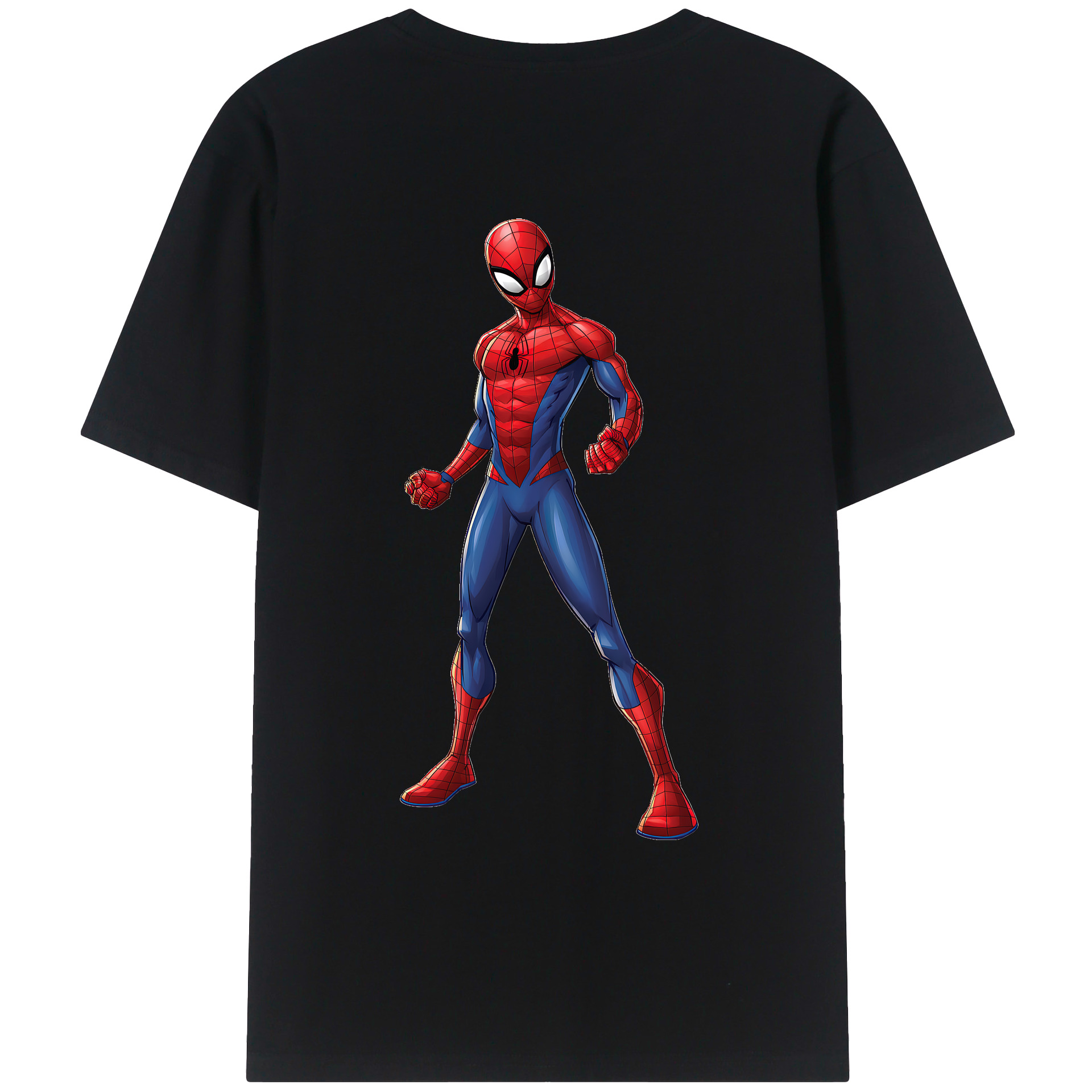 （画像用） Spider Man スパイダーマン 綿100％ メンズ半袖Tシャツ（バックプリント） 通気性