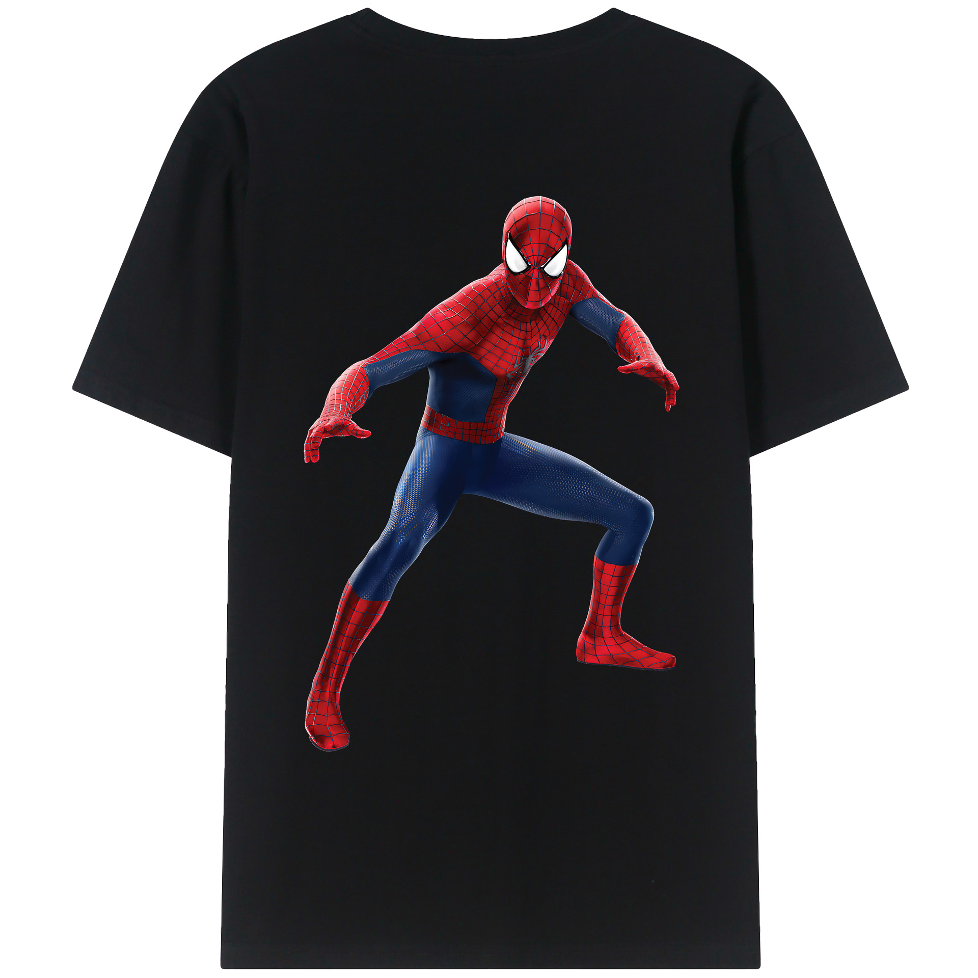 （画像用） Spider Man スパイダーマン 綿100％ メンズ半袖Tシャツ（バックプリント） 通気性