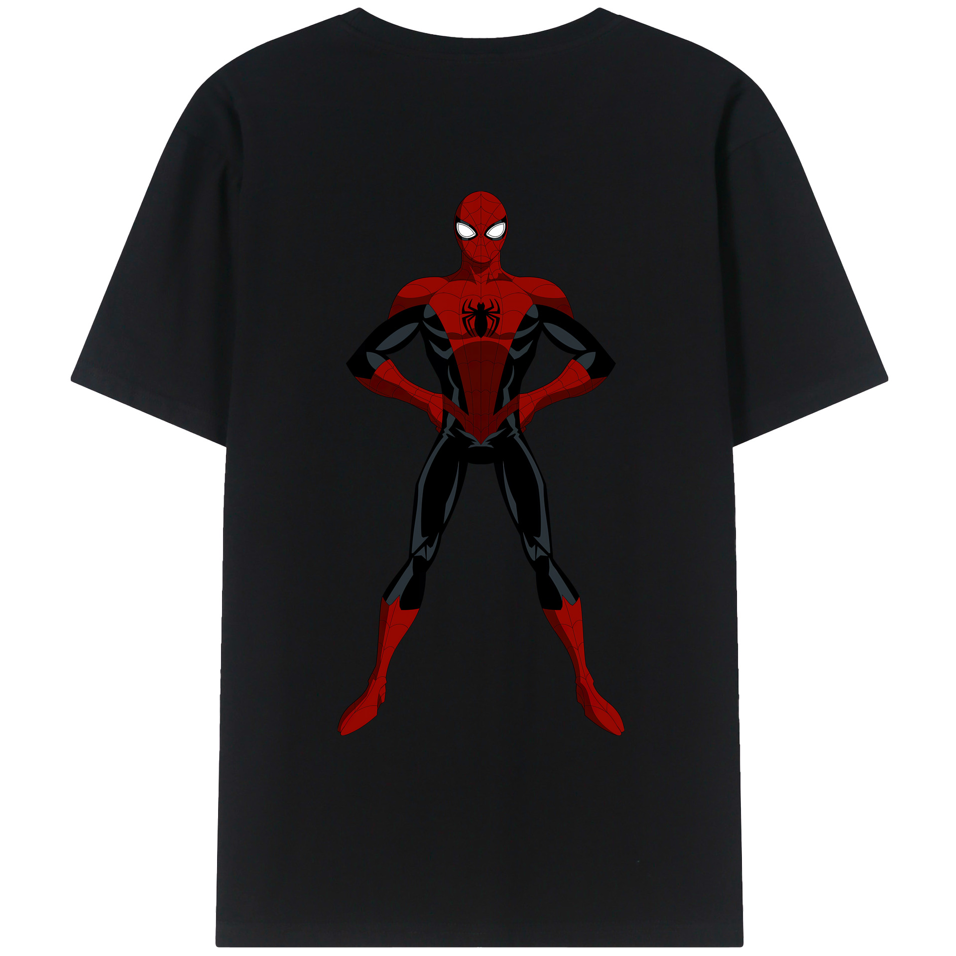 （画像用） Spider Man スパイダーマン 綿100％ メンズ半袖Tシャツ（バックプリント） 通気性