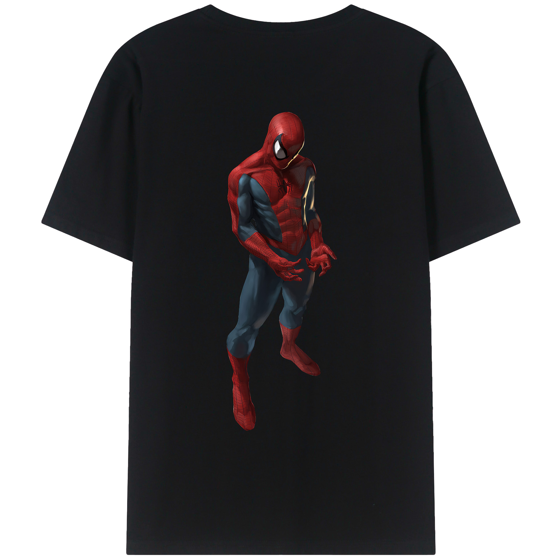 （画像用） Spider Man スパイダーマン 綿100％ メンズ半袖Tシャツ（バックプリント） 通気性