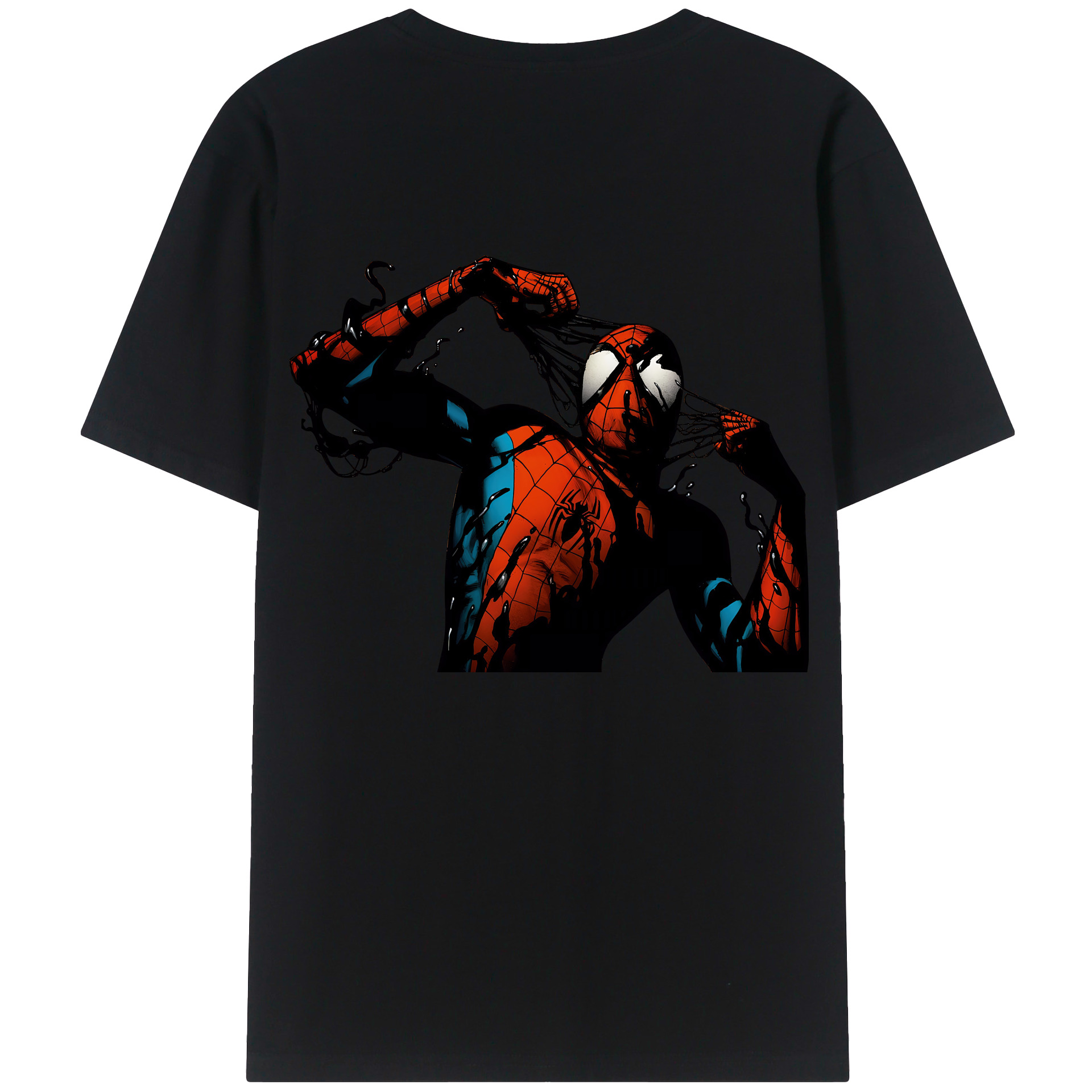 （画像用） Spider Man スパイダーマン 綿100％ メンズ半袖Tシャツ（バックプリント） 通気性