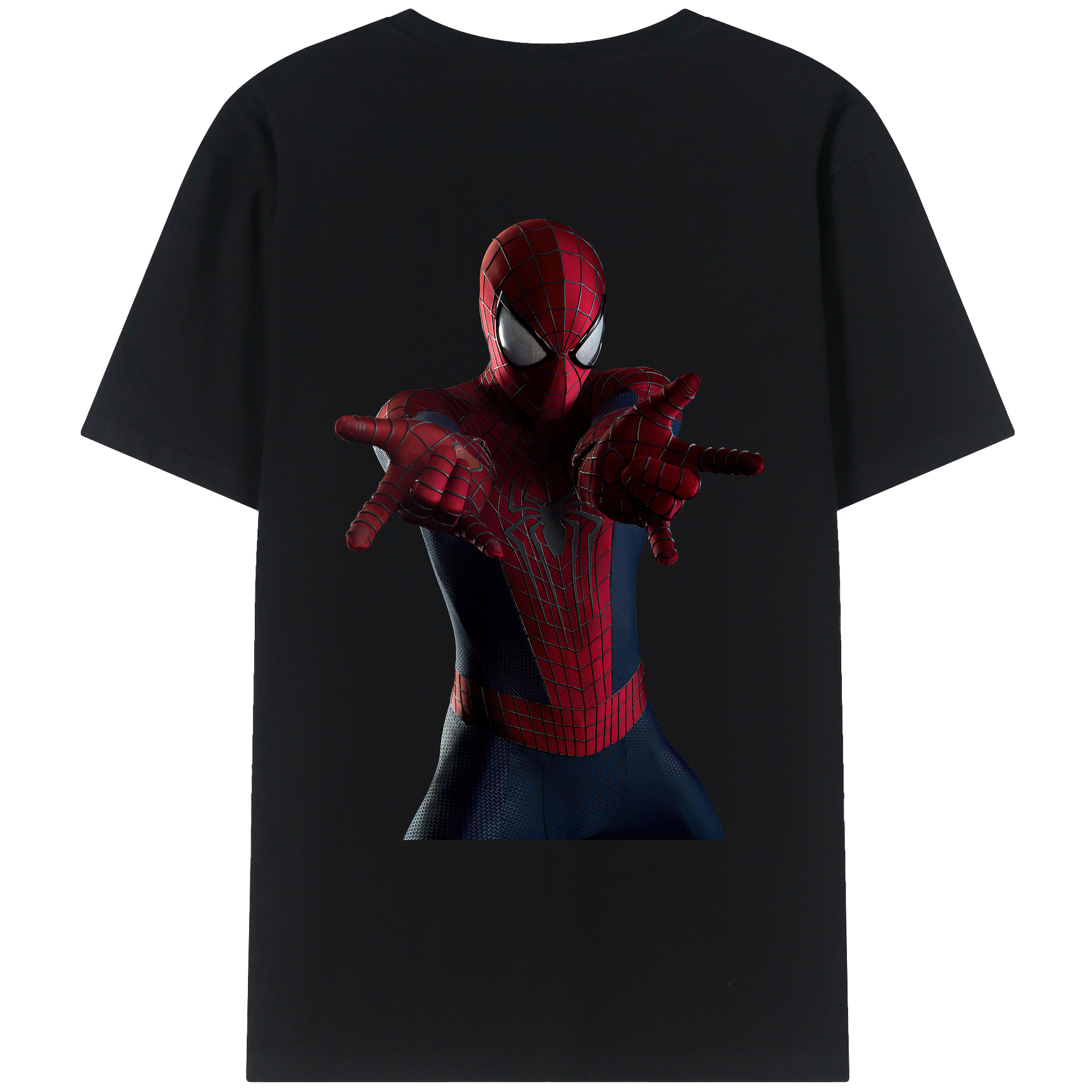 （画像用） Spider Man スパイダーマン 綿100％ メンズ半袖Tシャツ（バックプリント） 通気性