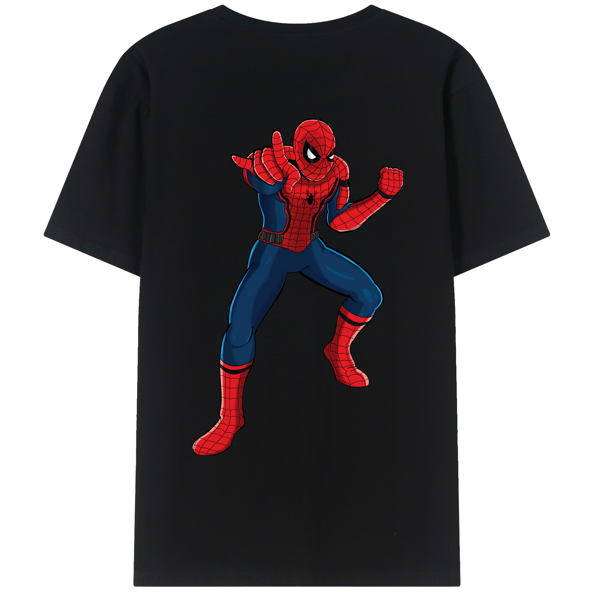 （画像用） Spider Man スパイダーマン 綿100％ メンズ半袖Tシャツ（バックプリント） 通気性