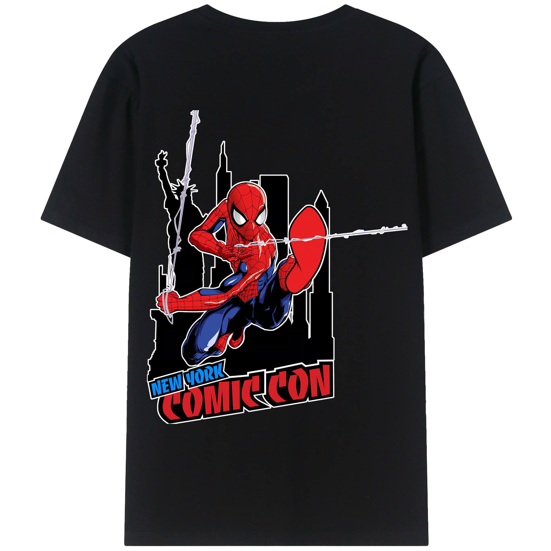 （画像用） Spider Man スパイダーマン 綿100％ メンズ半袖Tシャツ（バックプリント） 通気性