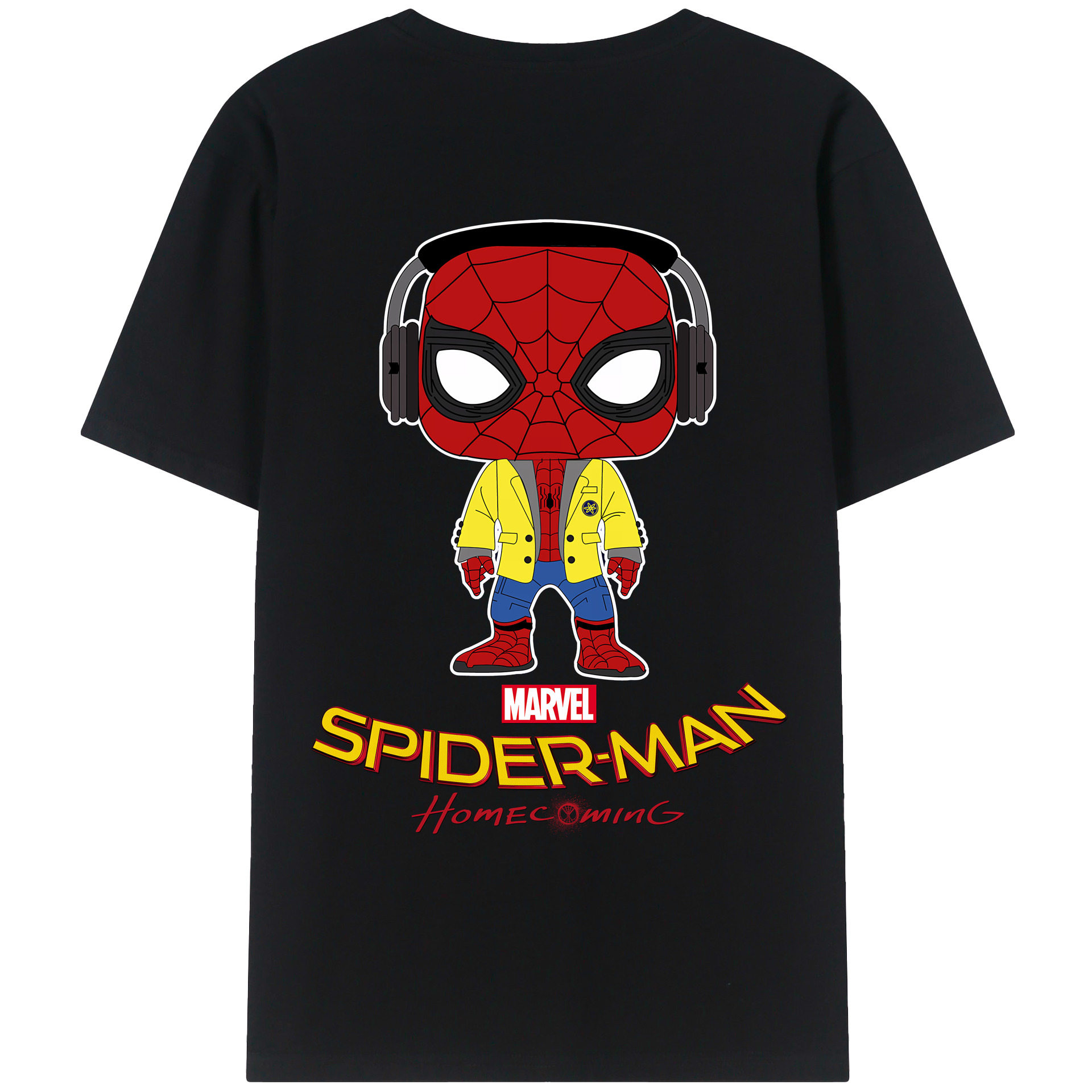 （画像用） Spider Man スパイダーマン 綿100％ メンズ半袖Tシャツ（バックプリント） 通気性
