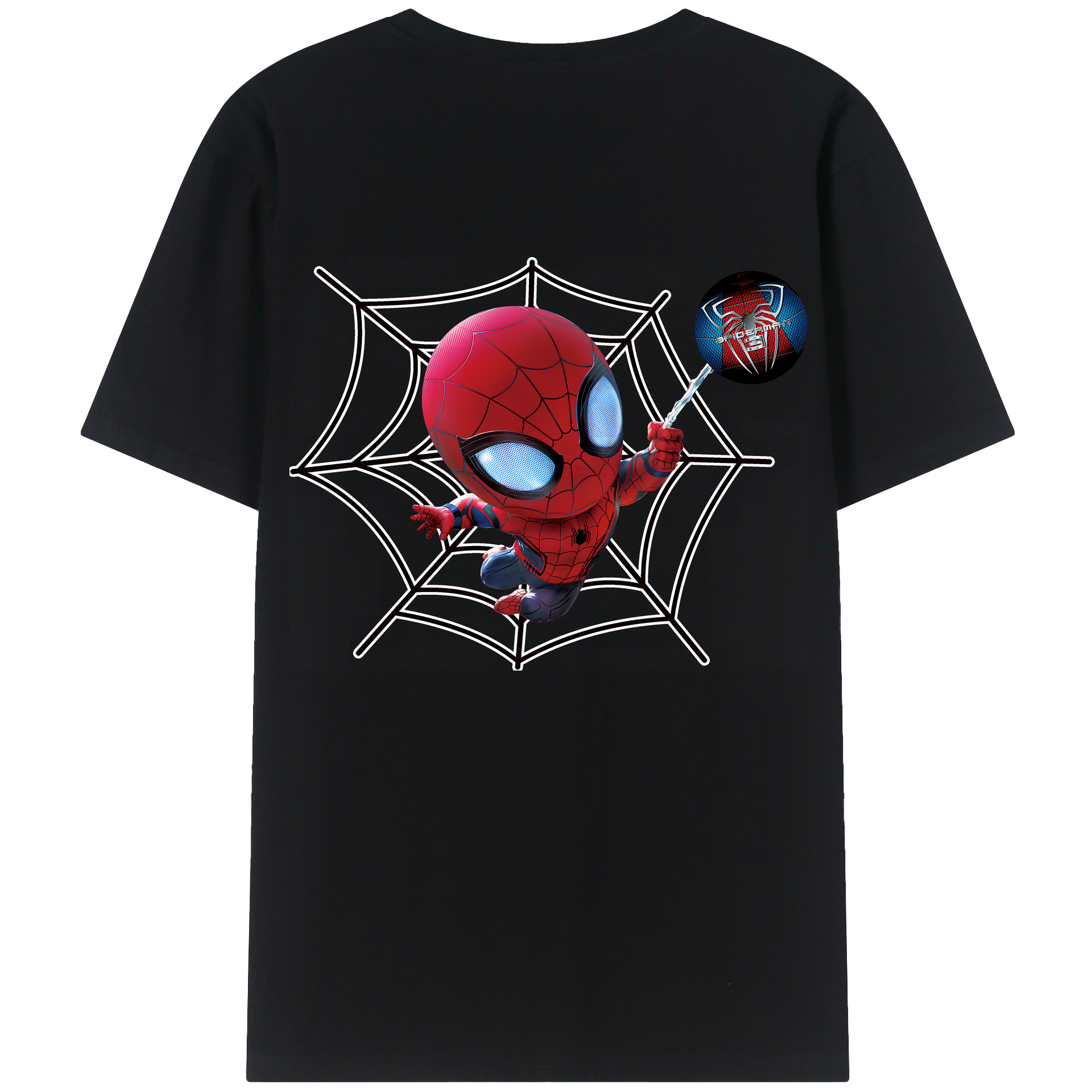 （画像用） Spider Man スパイダーマン 綿100％ メンズ半袖Tシャツ（バックプリント） 通気性