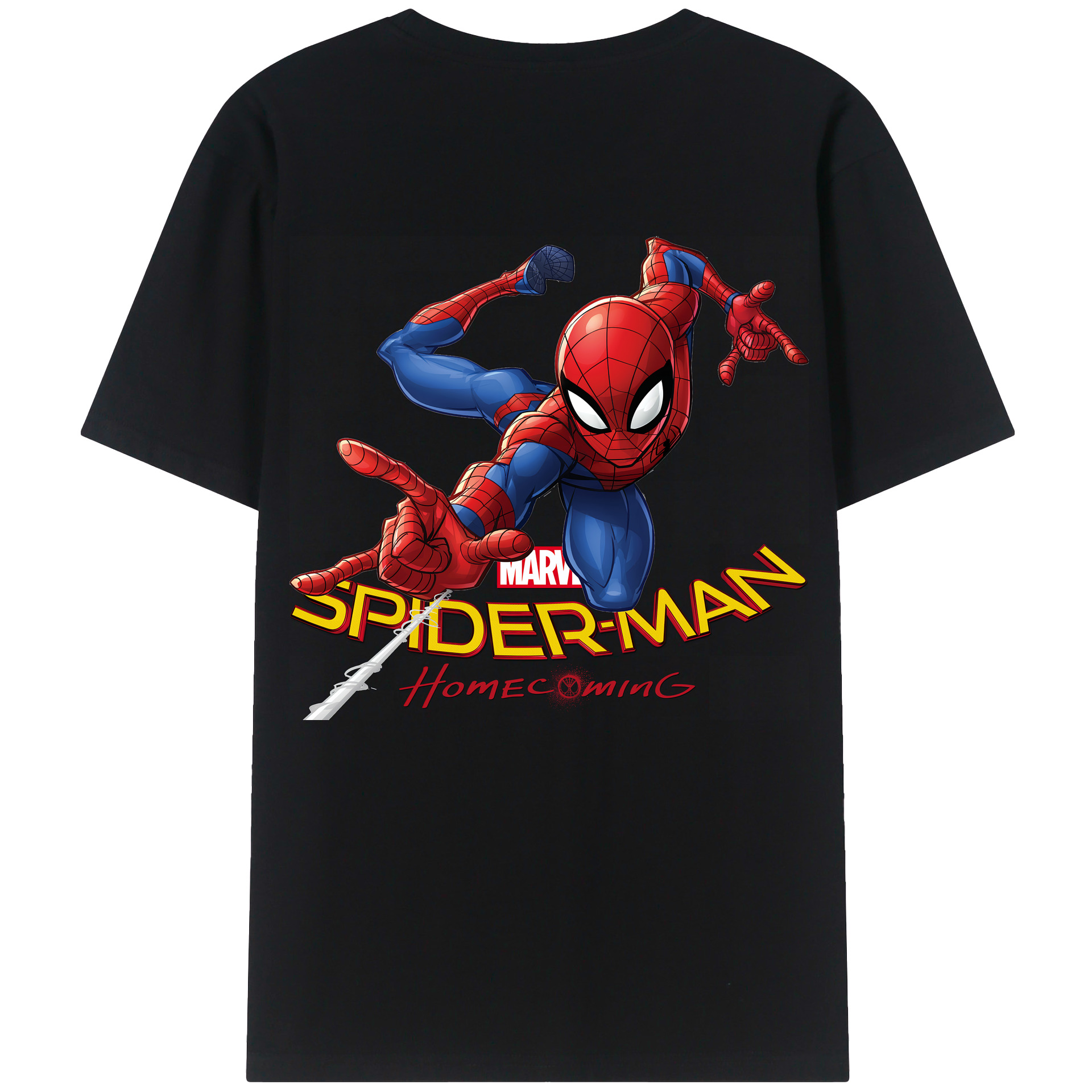 （画像用） Spider Man スパイダーマン 綿100％ メンズ半袖Tシャツ（バックプリント） 通気性