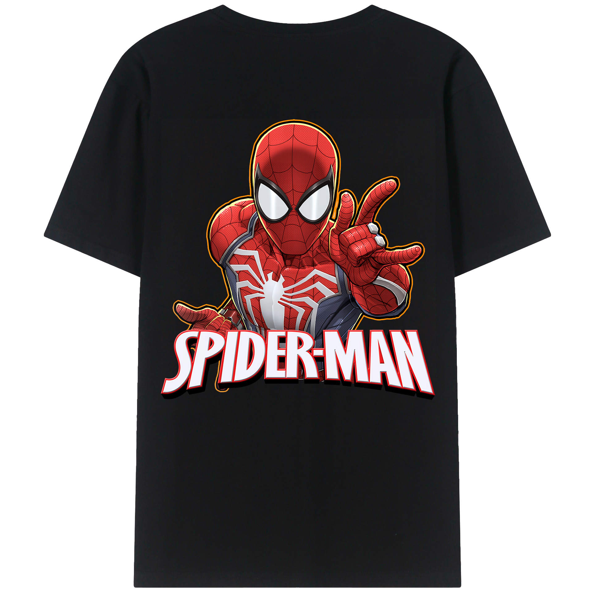 （画像用） Spider Man スパイダーマン 綿100％ メンズ半袖Tシャツ（バックプリント） 通気性