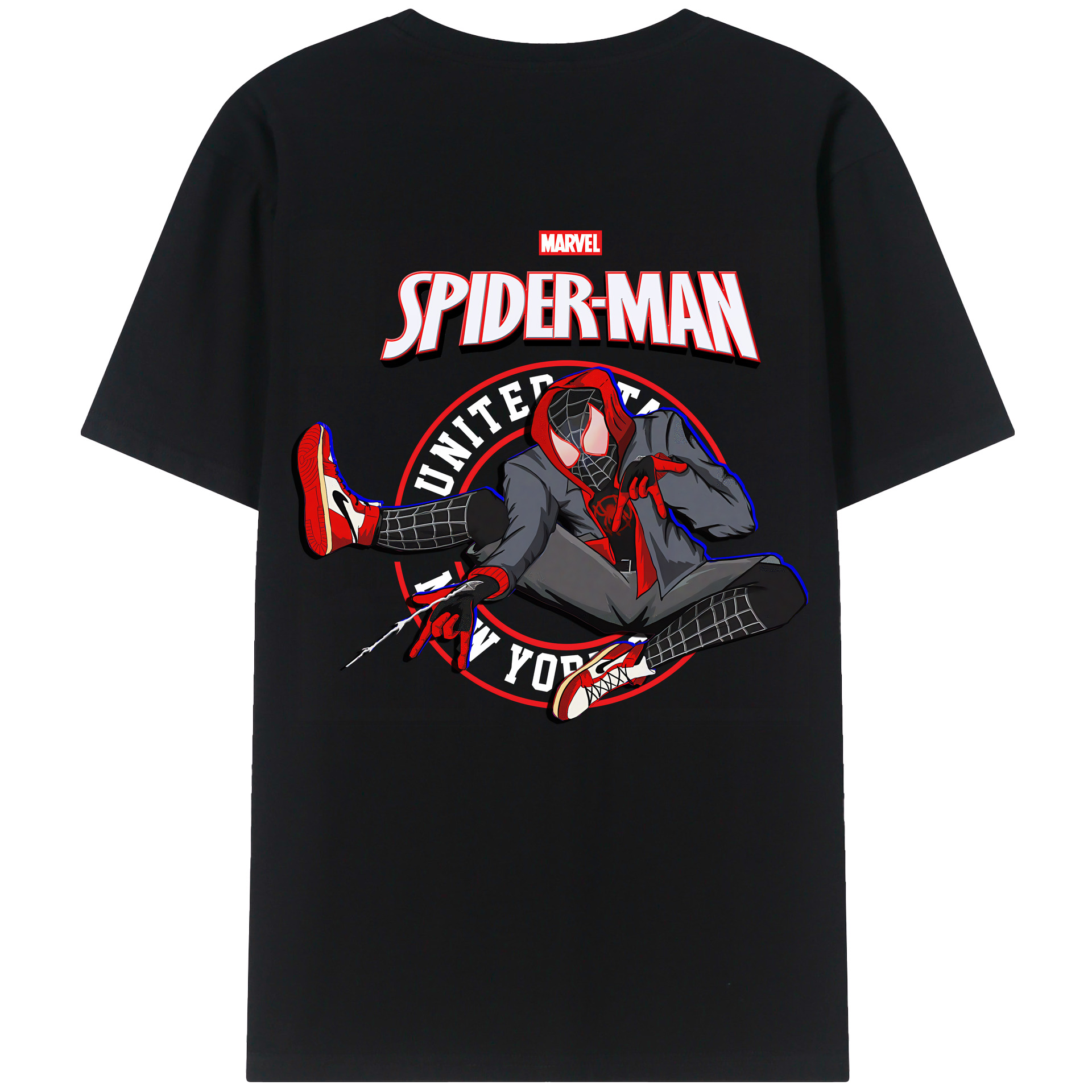 （画像用） Spider Man スパイダーマン 綿100％ メンズ半袖Tシャツ（バックプリント） 通気性