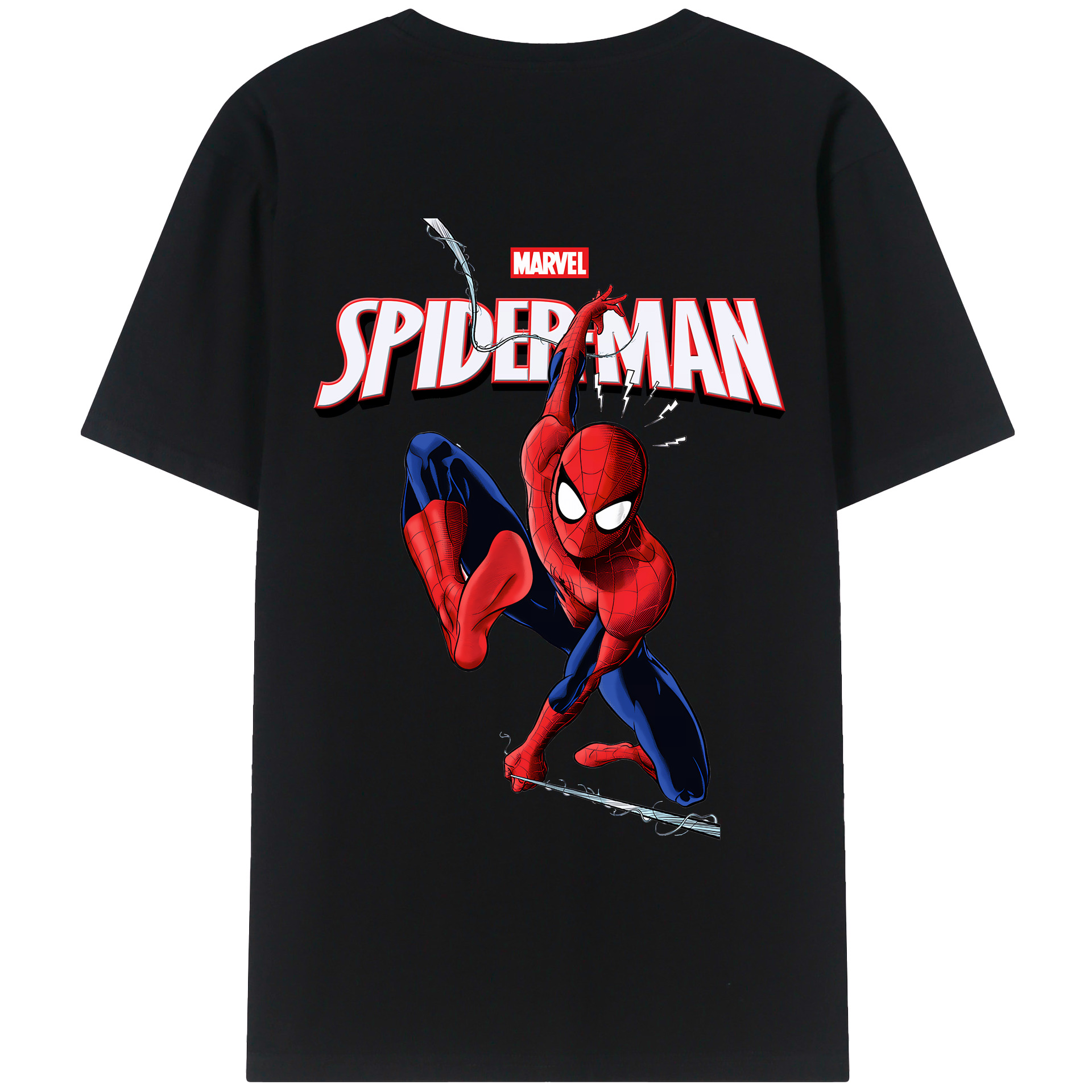 （画像用） Spider Man スパイダーマン 綿100％ メンズ半袖Tシャツ（バックプリント） 通気性
