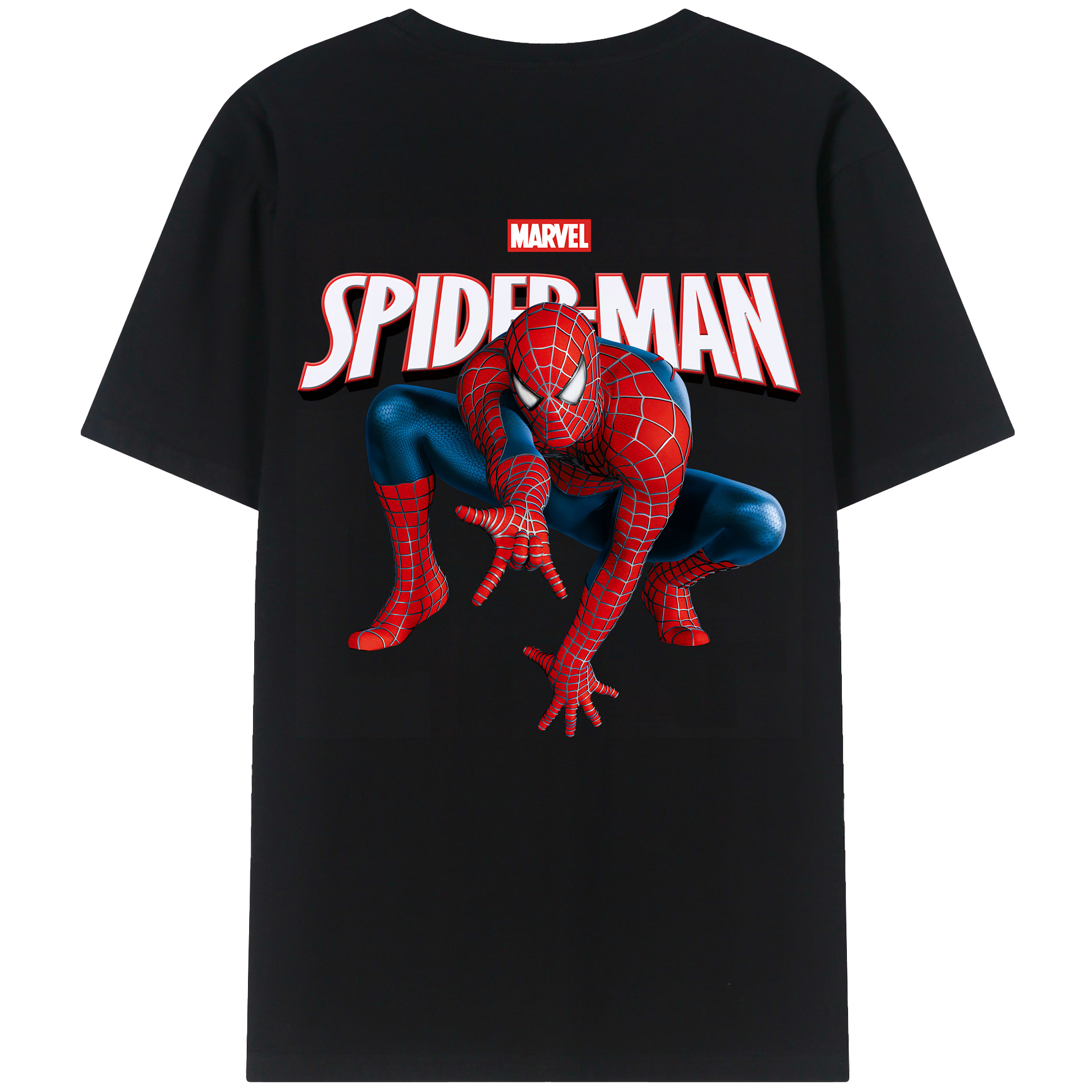 （画像用） Spider Man スパイダーマン 綿100％ メンズ半袖Tシャツ（バックプリント） 通気性