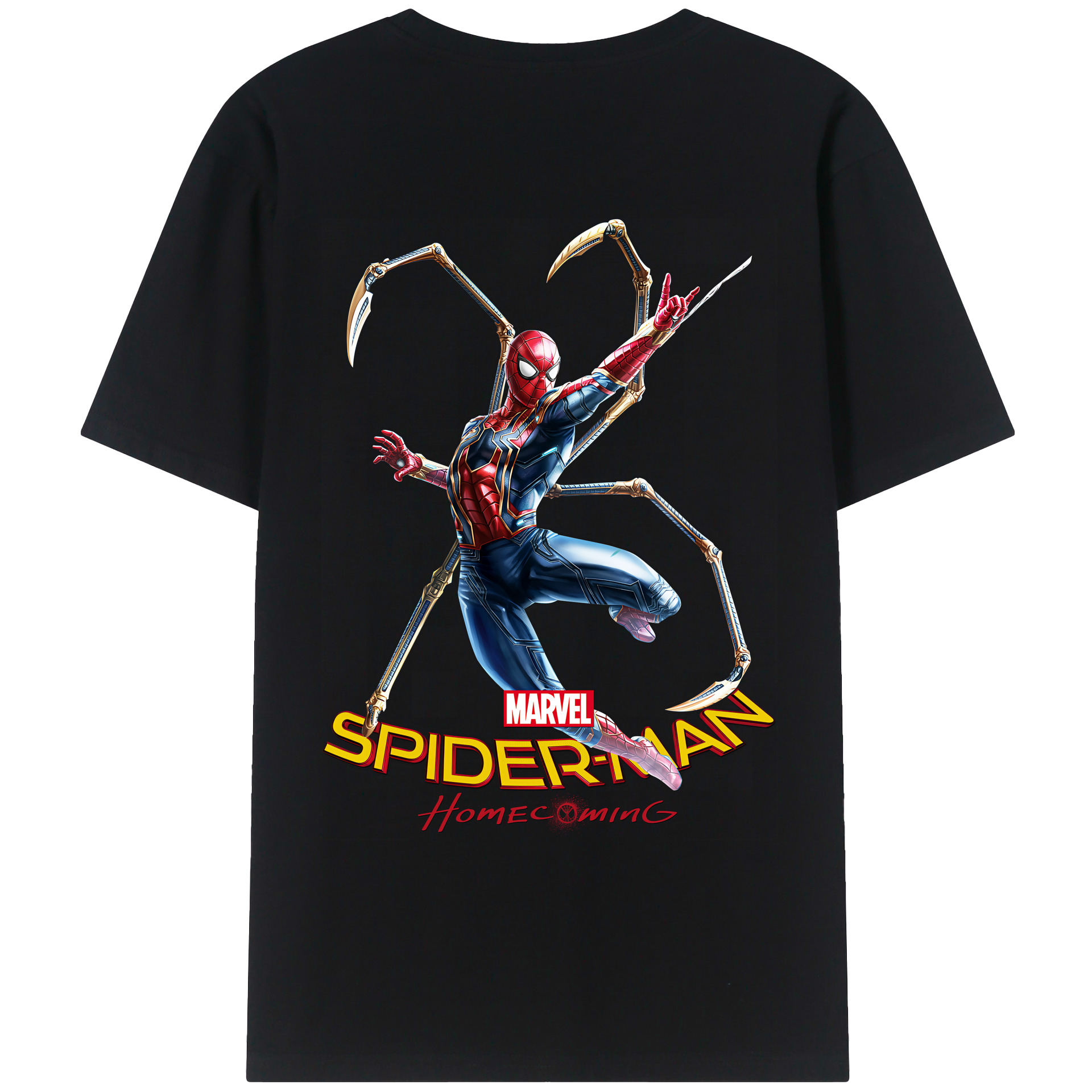（画像用） Spider Man スパイダーマン 綿100％ メンズ半袖Tシャツ（バックプリント） 通気性