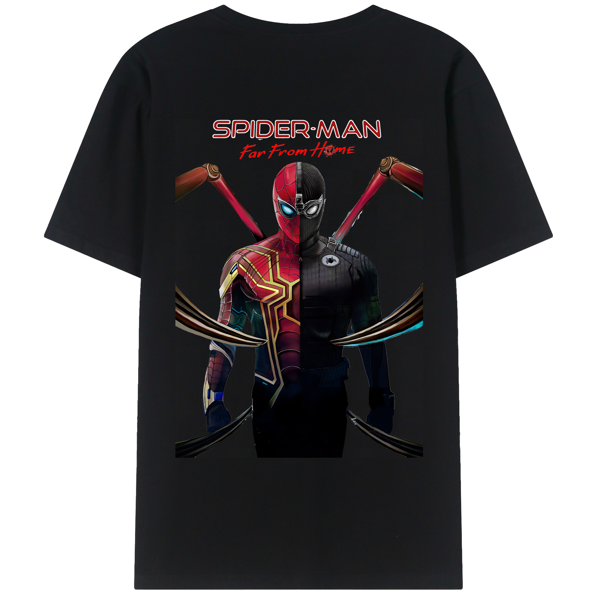 （画像用） Spider Man スパイダーマン 綿100％ メンズ半袖Tシャツ（バックプリント） 通気性