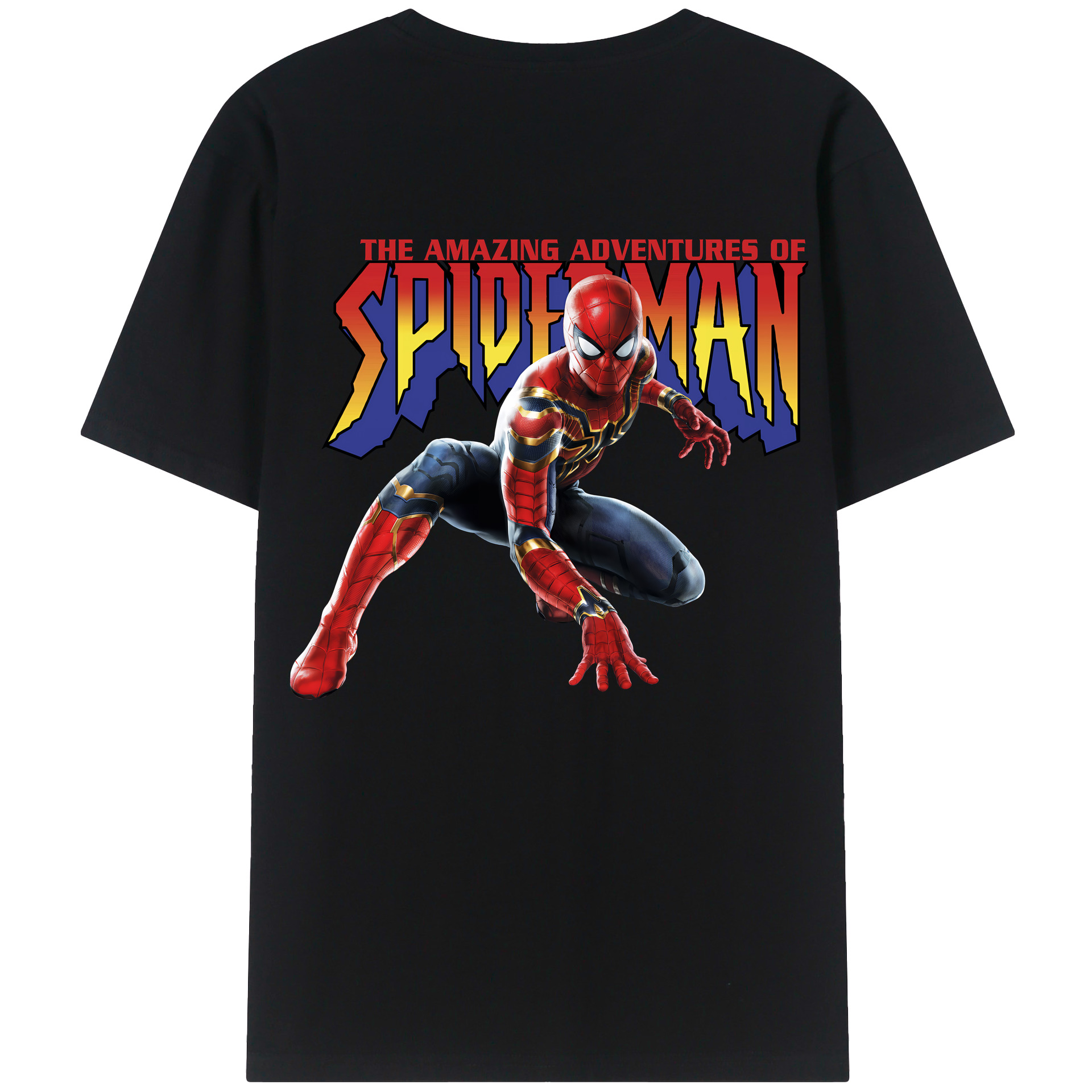 （画像用） Spider Man スパイダーマン 綿100％ メンズ半袖Tシャツ（バックプリント） 通気性