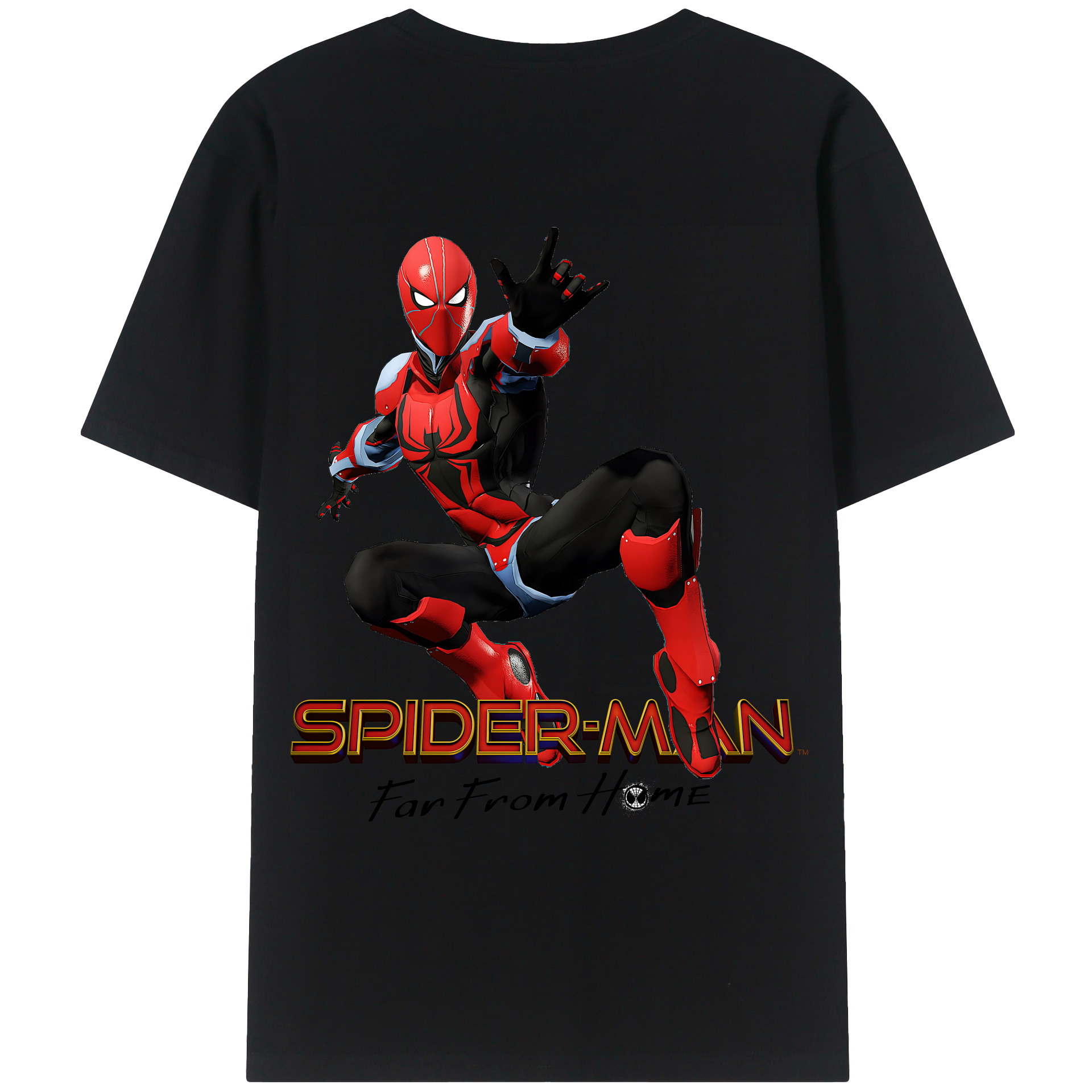 （画像用） Spider Man スパイダーマン 綿100％ メンズ半袖Tシャツ（バックプリント） 通気性