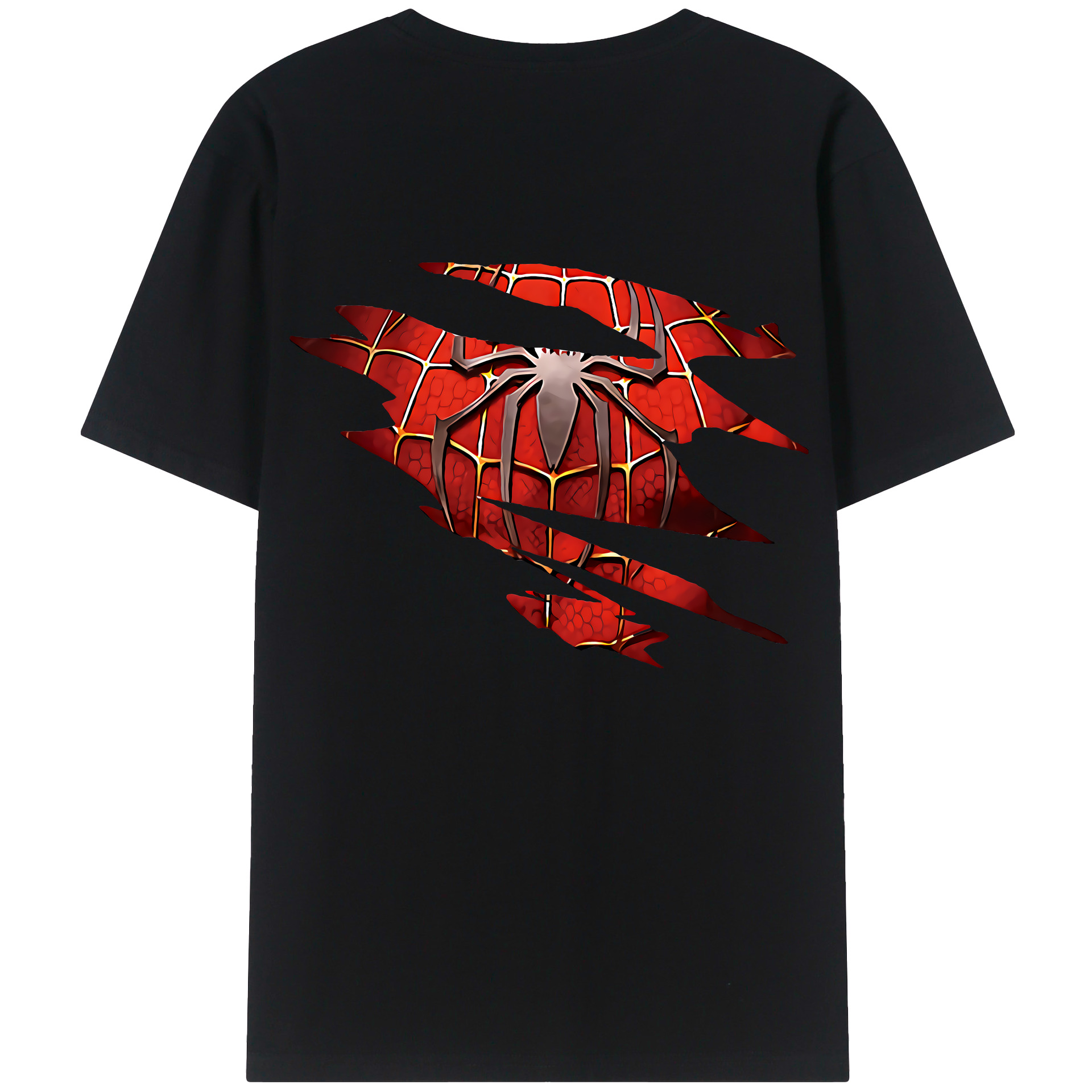 （画像用） Spider Man スパイダーマン 綿100％ メンズ半袖Tシャツ（バックプリント） 通気性
