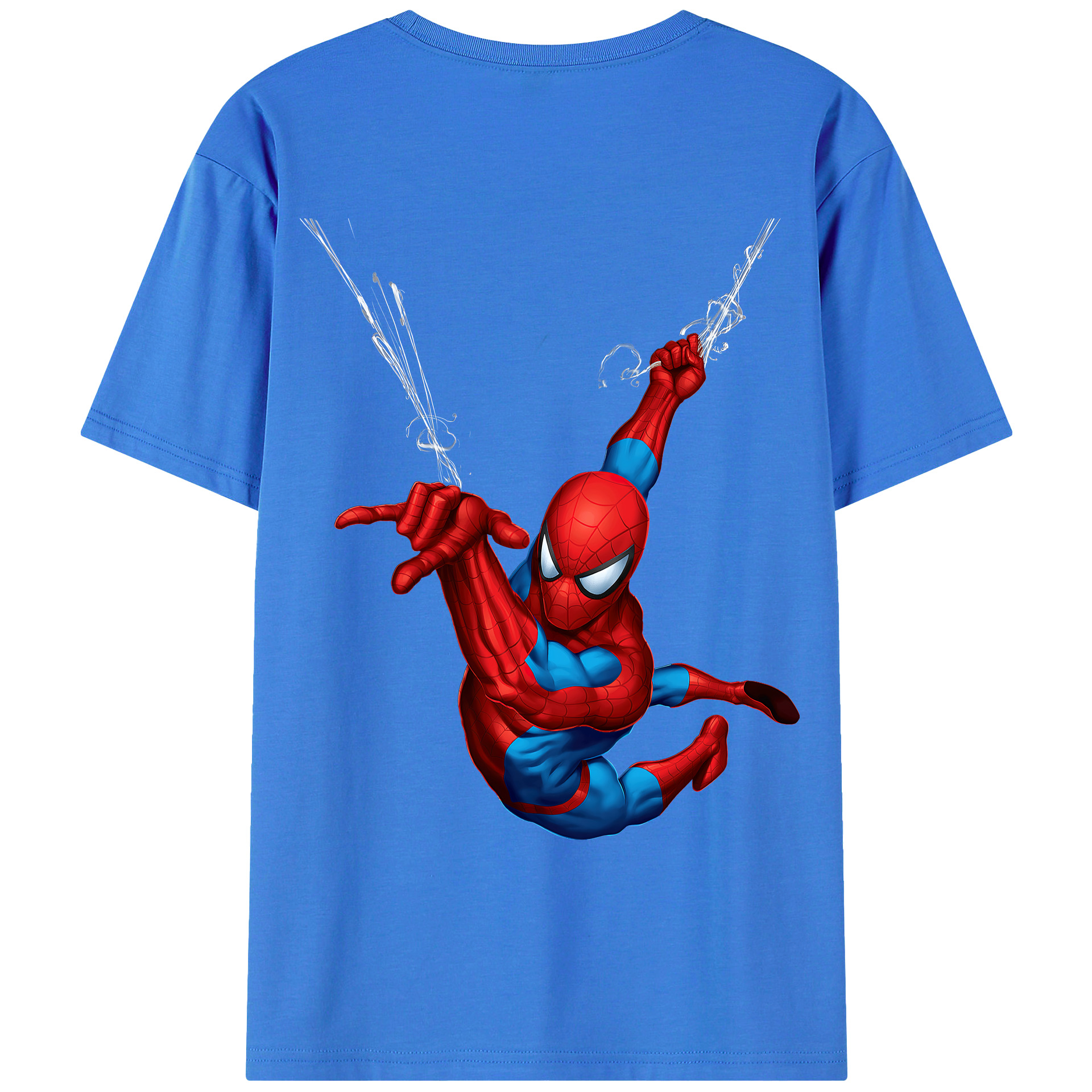 （画像用） Spider Man スパイダーマン 綿100％ メンズ半袖Tシャツ（バックプリント） 通気性