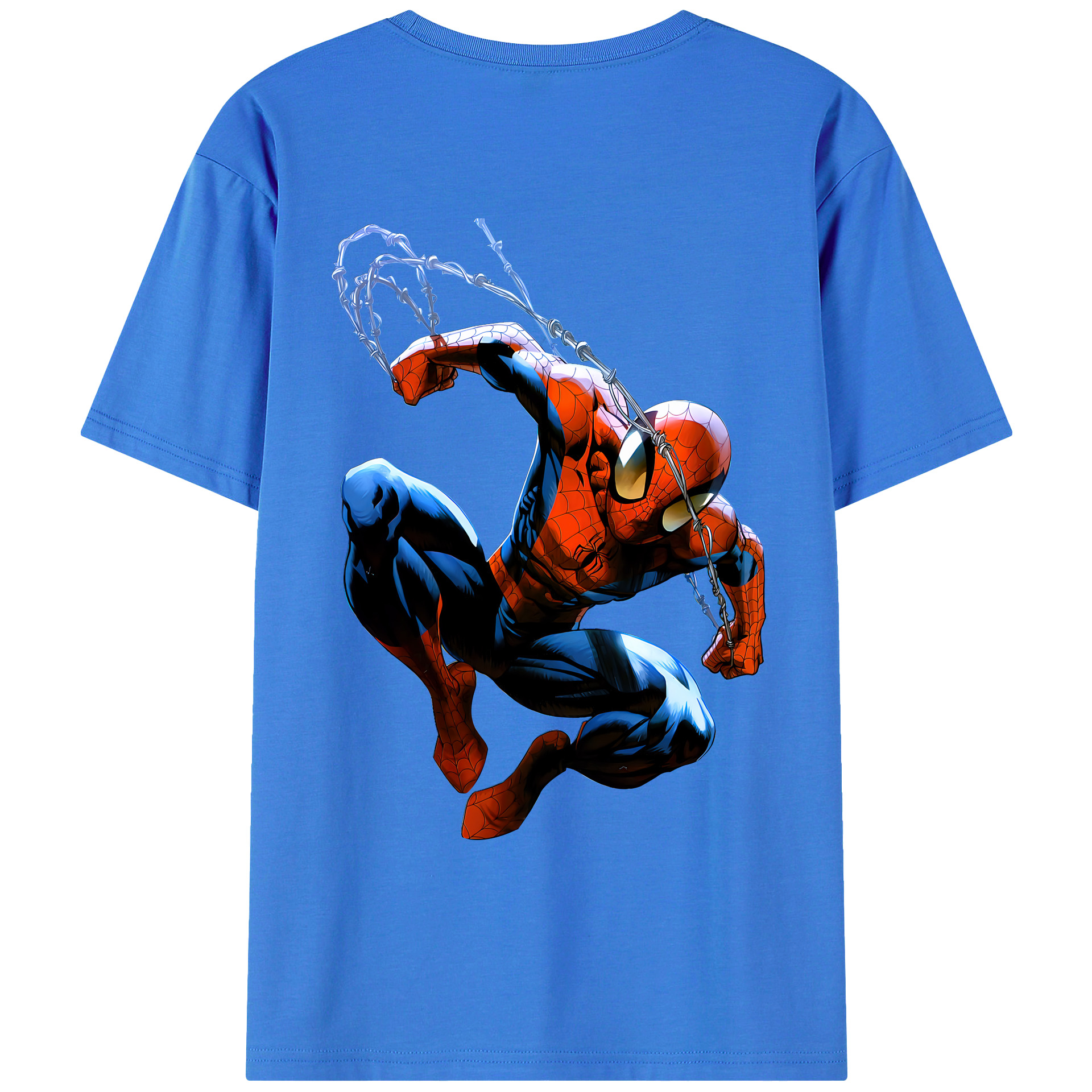 （画像用） Spider Man スパイダーマン 綿100％ メンズ半袖Tシャツ（バックプリント） 通気性