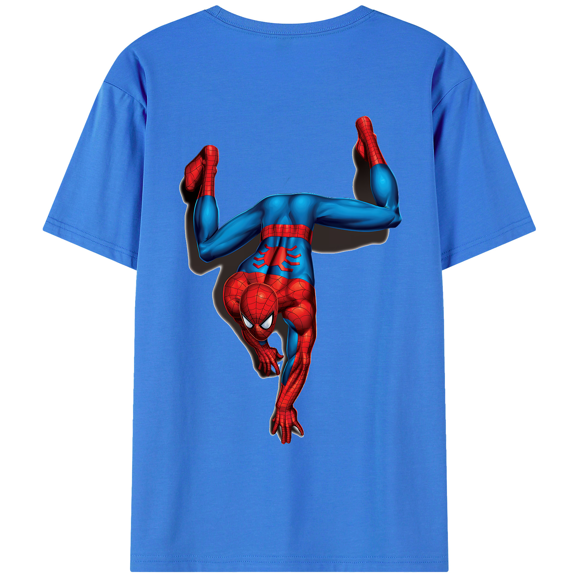 （画像用） Spider Man スパイダーマン 綿100％ メンズ半袖Tシャツ（バックプリント） 通気性