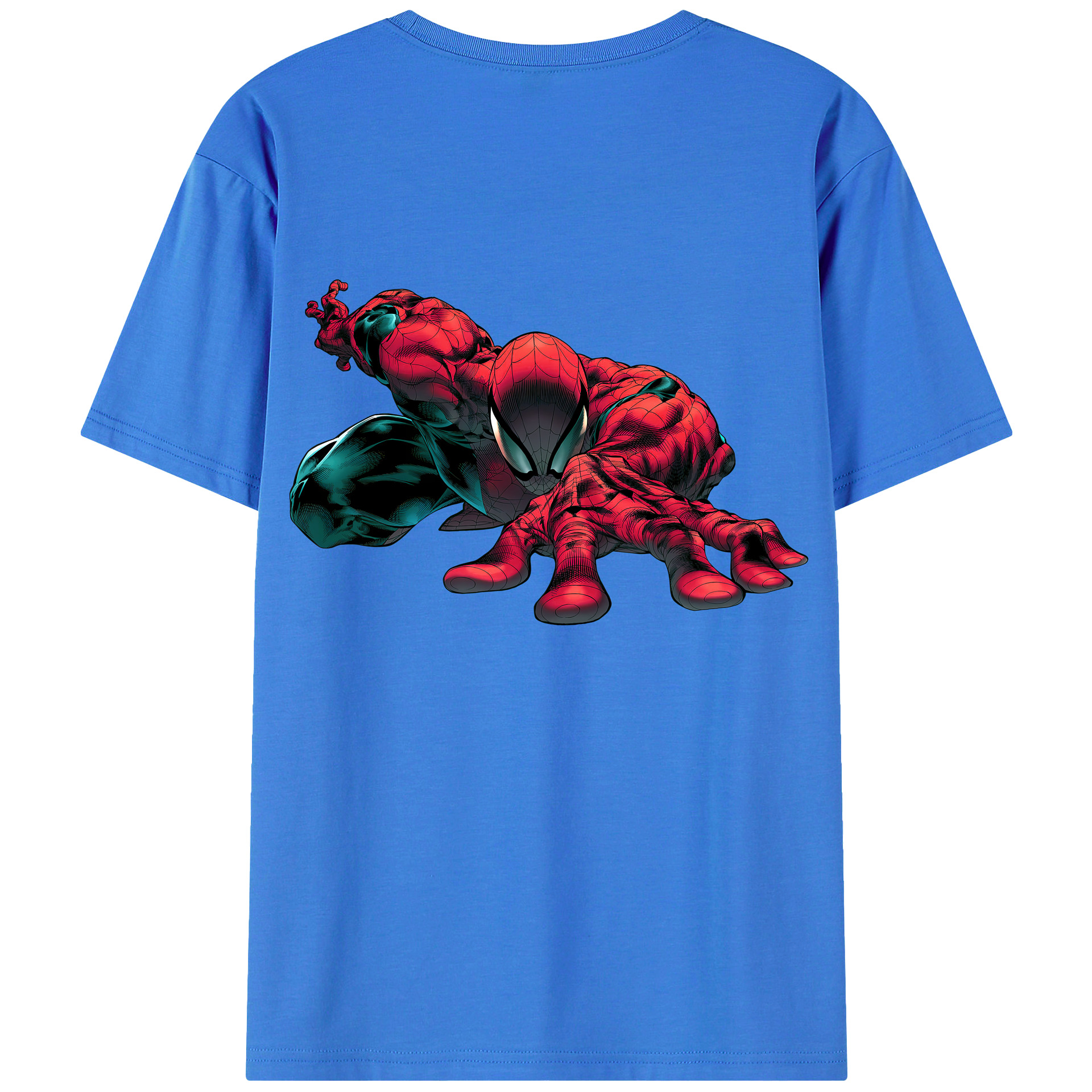 （画像用） Spider Man スパイダーマン 綿100％ メンズ半袖Tシャツ（バックプリント） 通気性