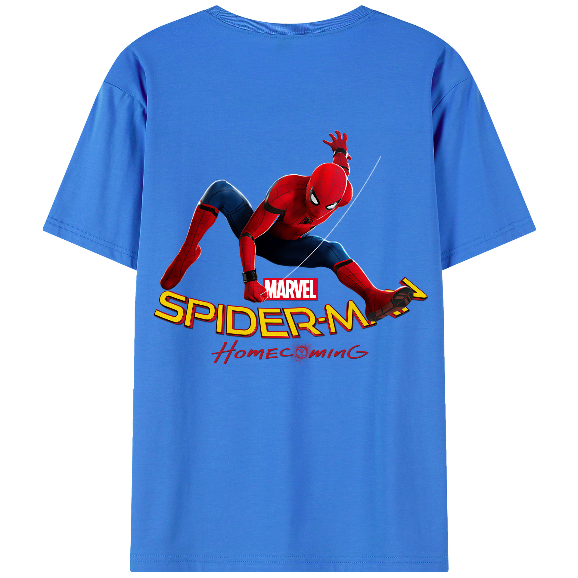 （画像用） Spider Man スパイダーマン 綿100％ メンズ半袖Tシャツ（バックプリント） 通気性