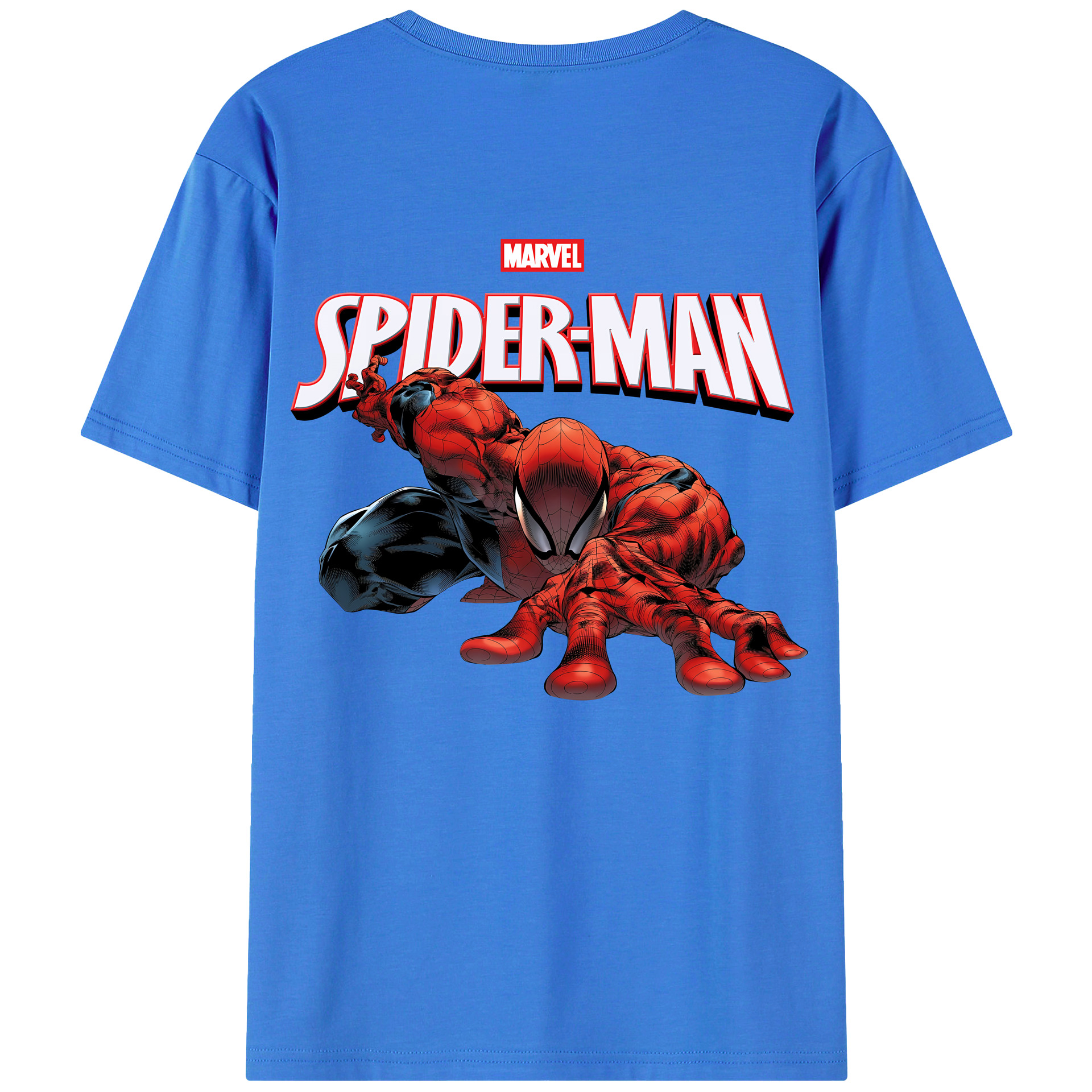 （画像用） Spider Man スパイダーマン 綿100％ メンズ半袖Tシャツ（バックプリント） 通気性