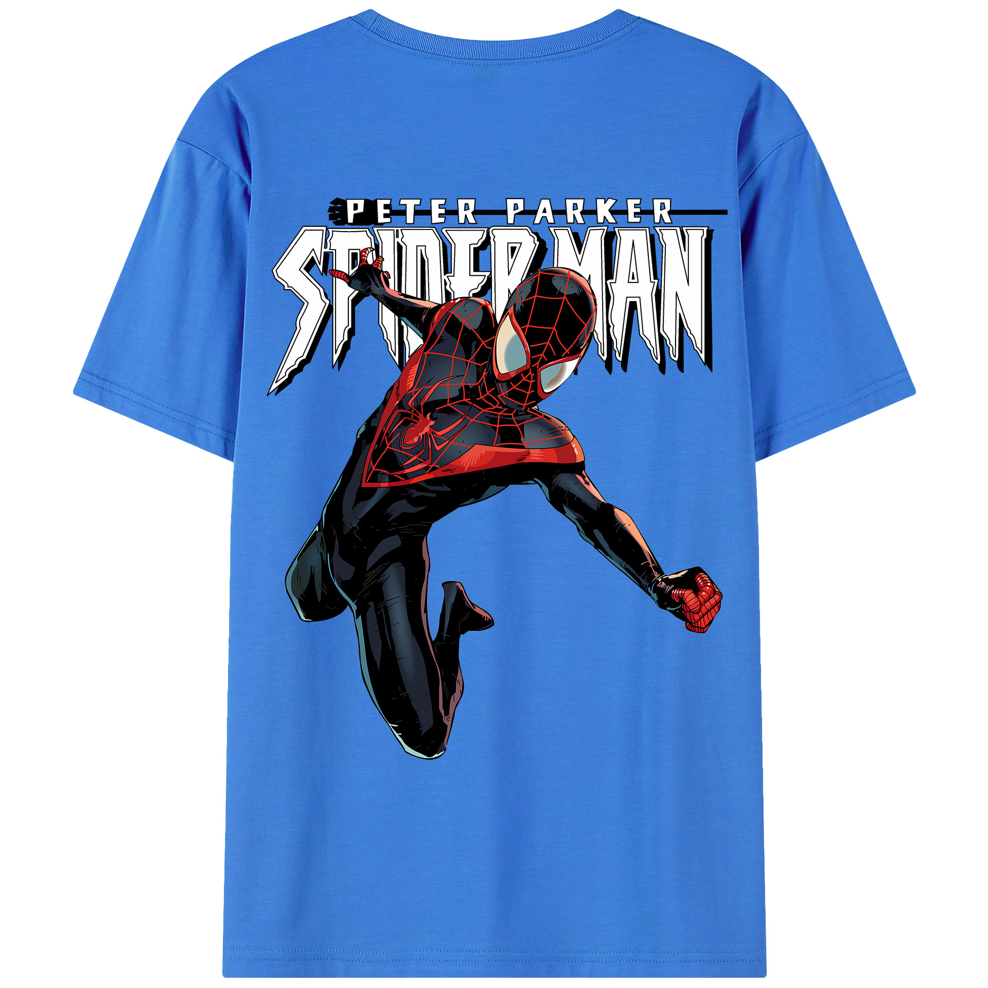 （画像用） Spider Man スパイダーマン 綿100％ メンズ半袖Tシャツ（バックプリント） 通気性